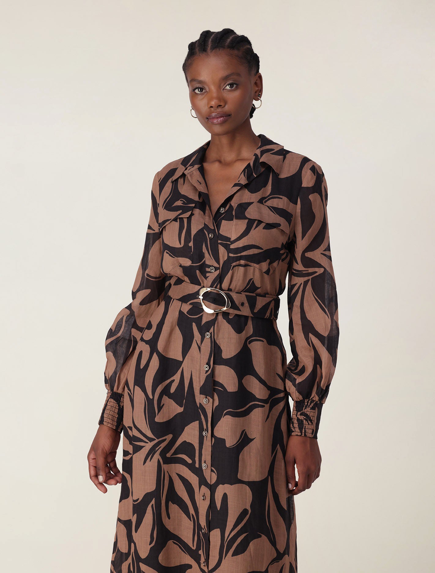 Janie Printed Shirt Midi Dress Forever New