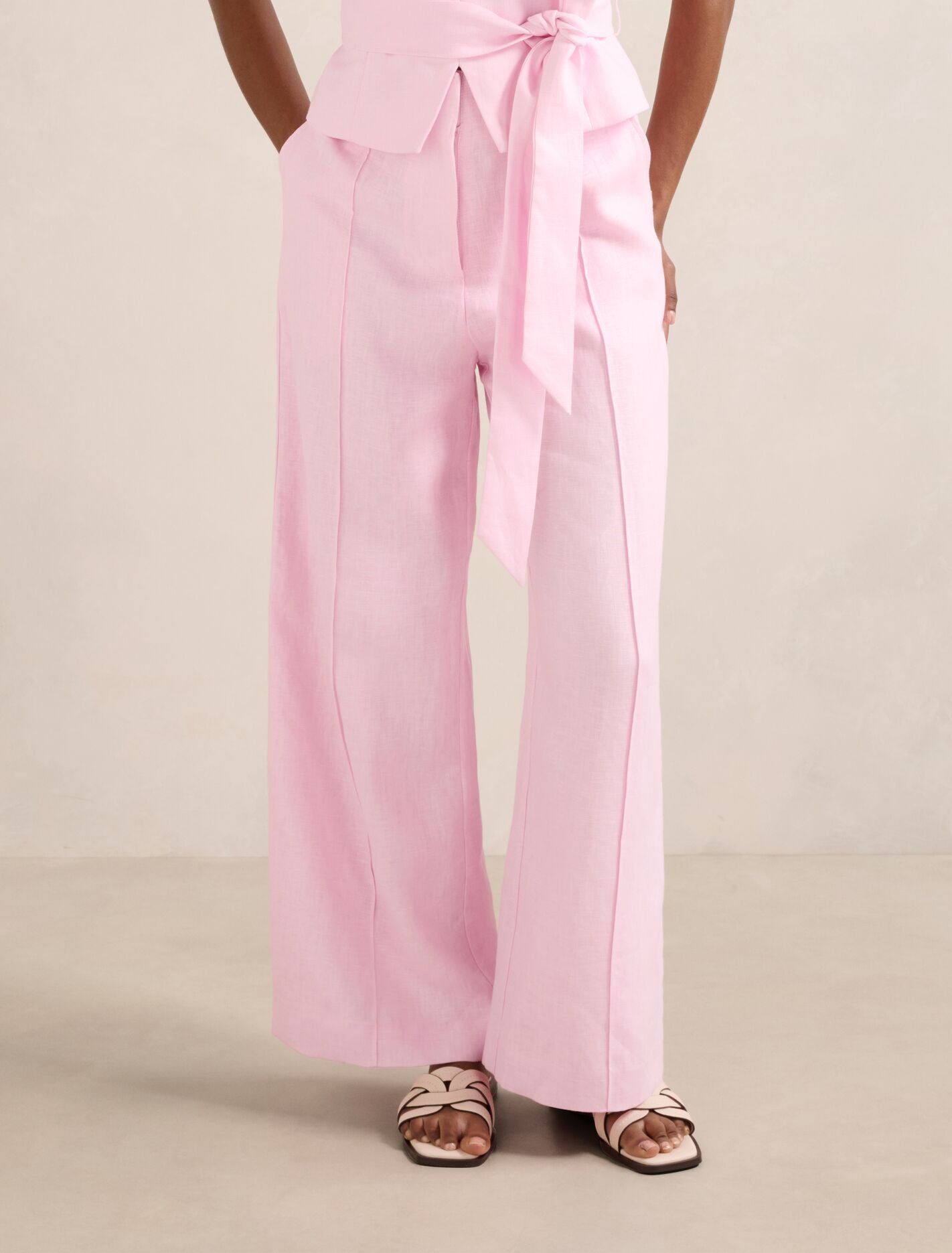 Posey Petite Linen Wide Leg Pants Cherry Blossom Co-Ord Forever New