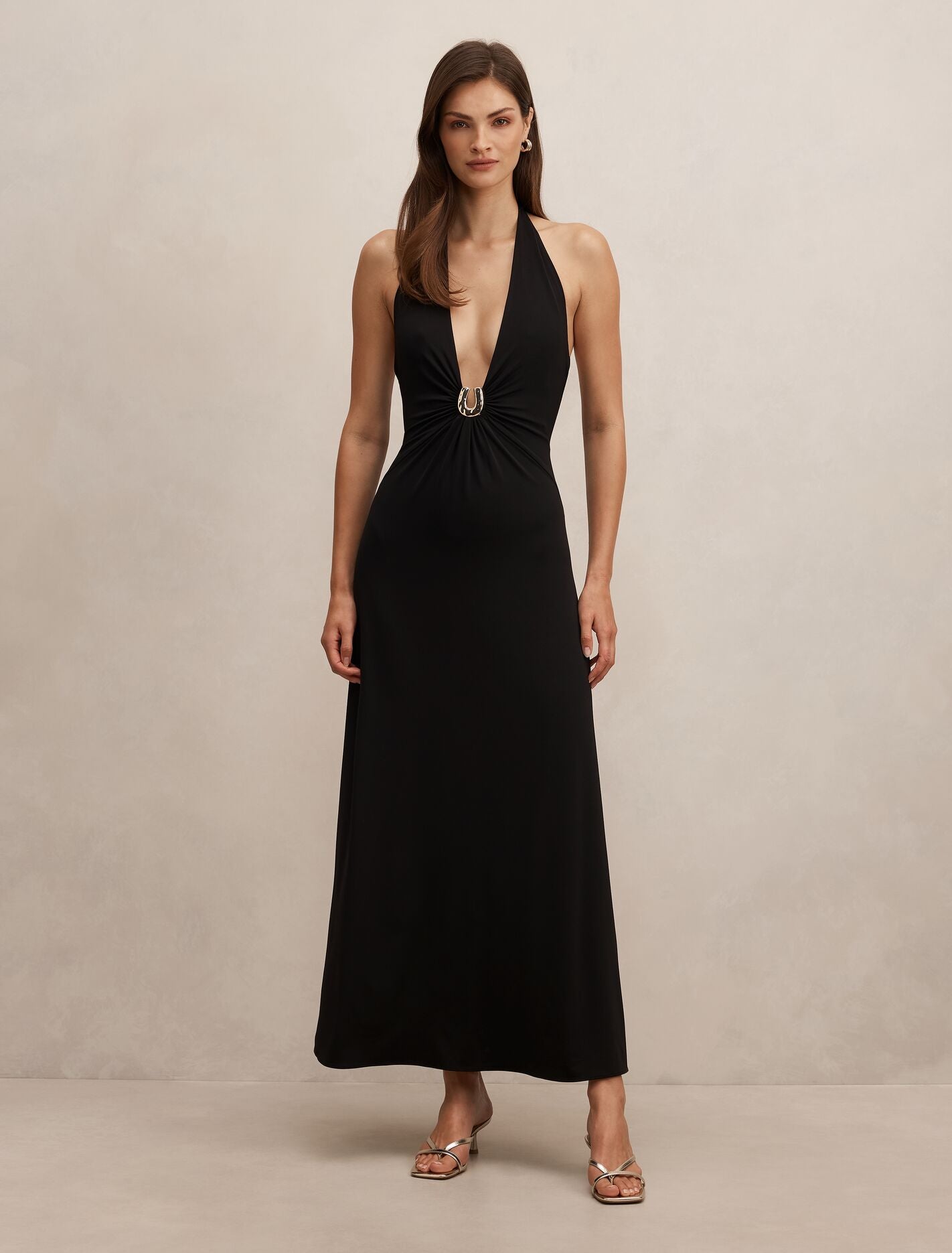 Behati Jersey Halter Midi Dress Black Forever New