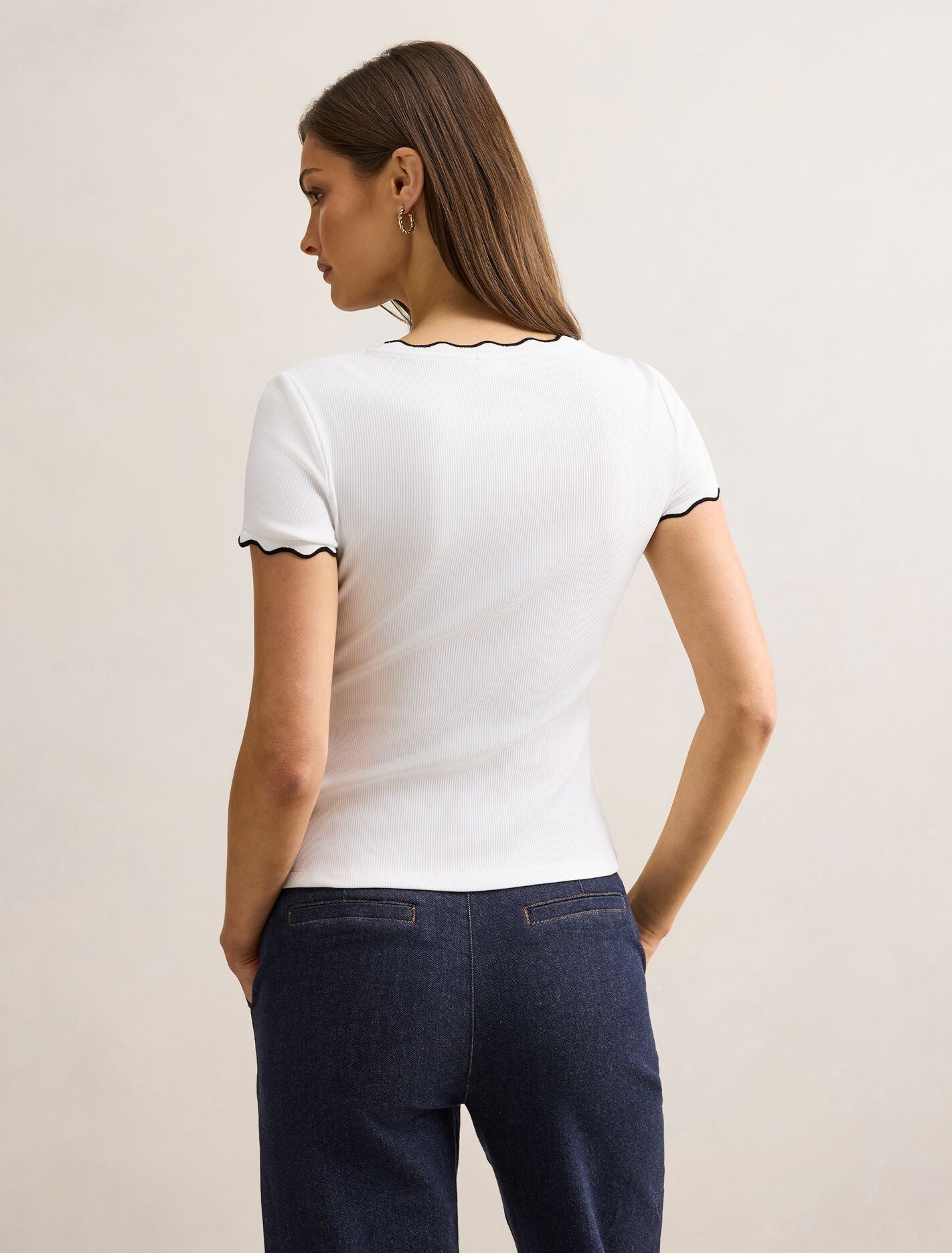 Rebecca Scallop Trim T-shirt Forever New