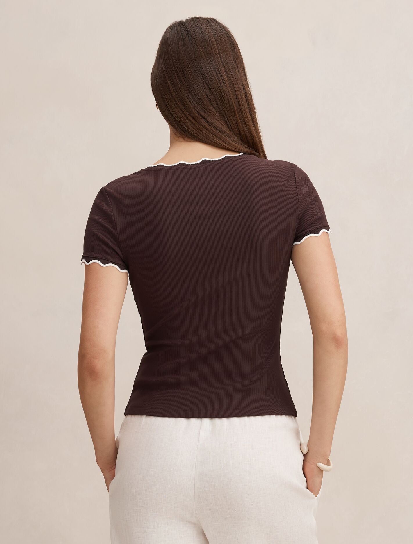 Rebecca Scallop Trim T-shirt Forever New