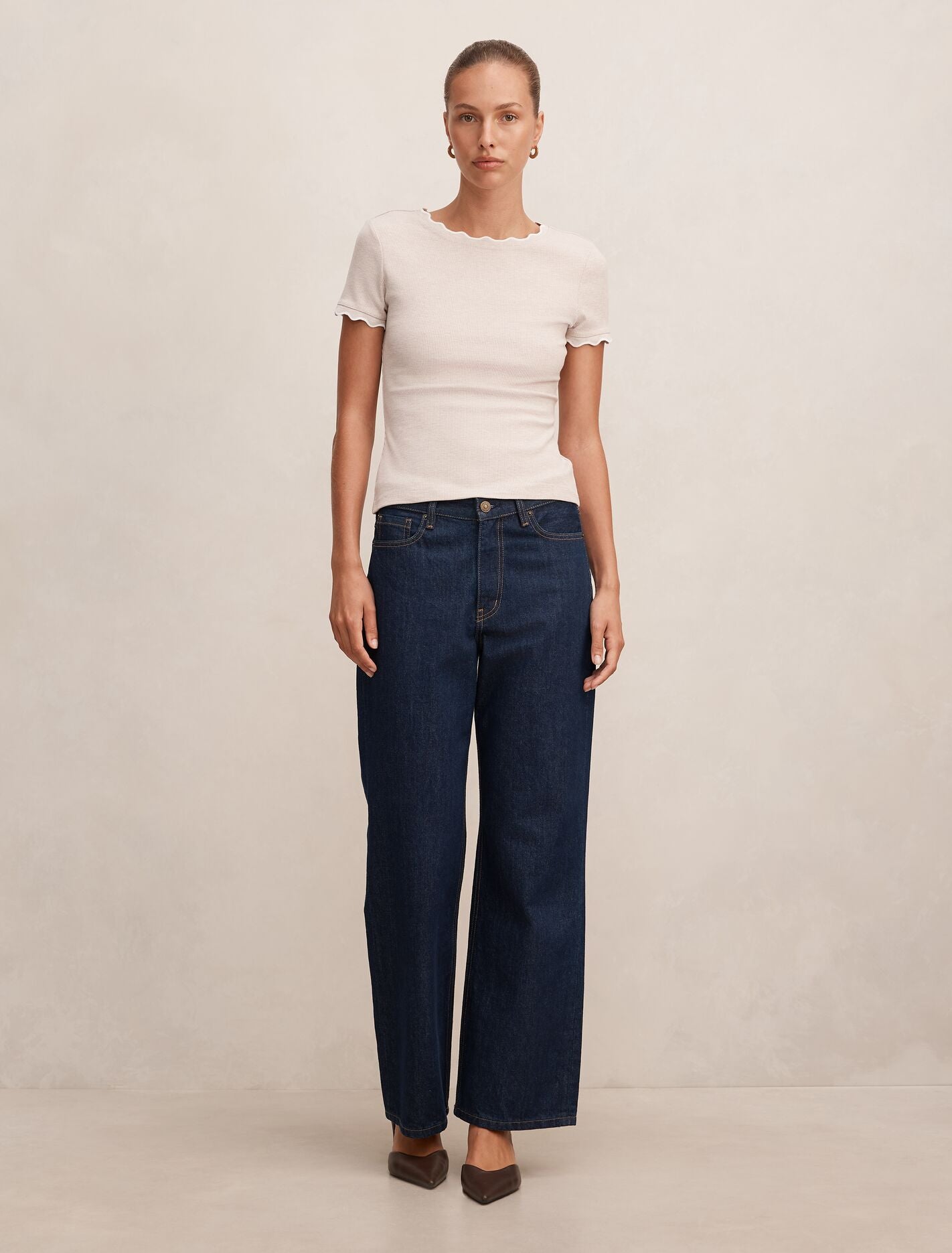 Rebecca Scallop Trim T-Shirt Forever New
