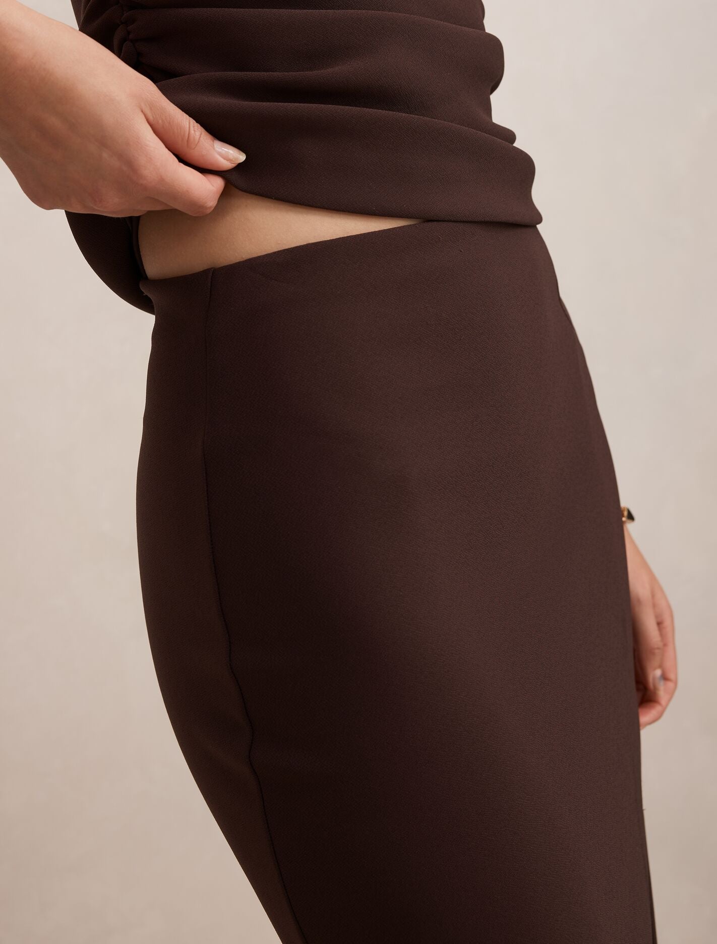 Lacey Crepe Split Midi Skirt Forever New