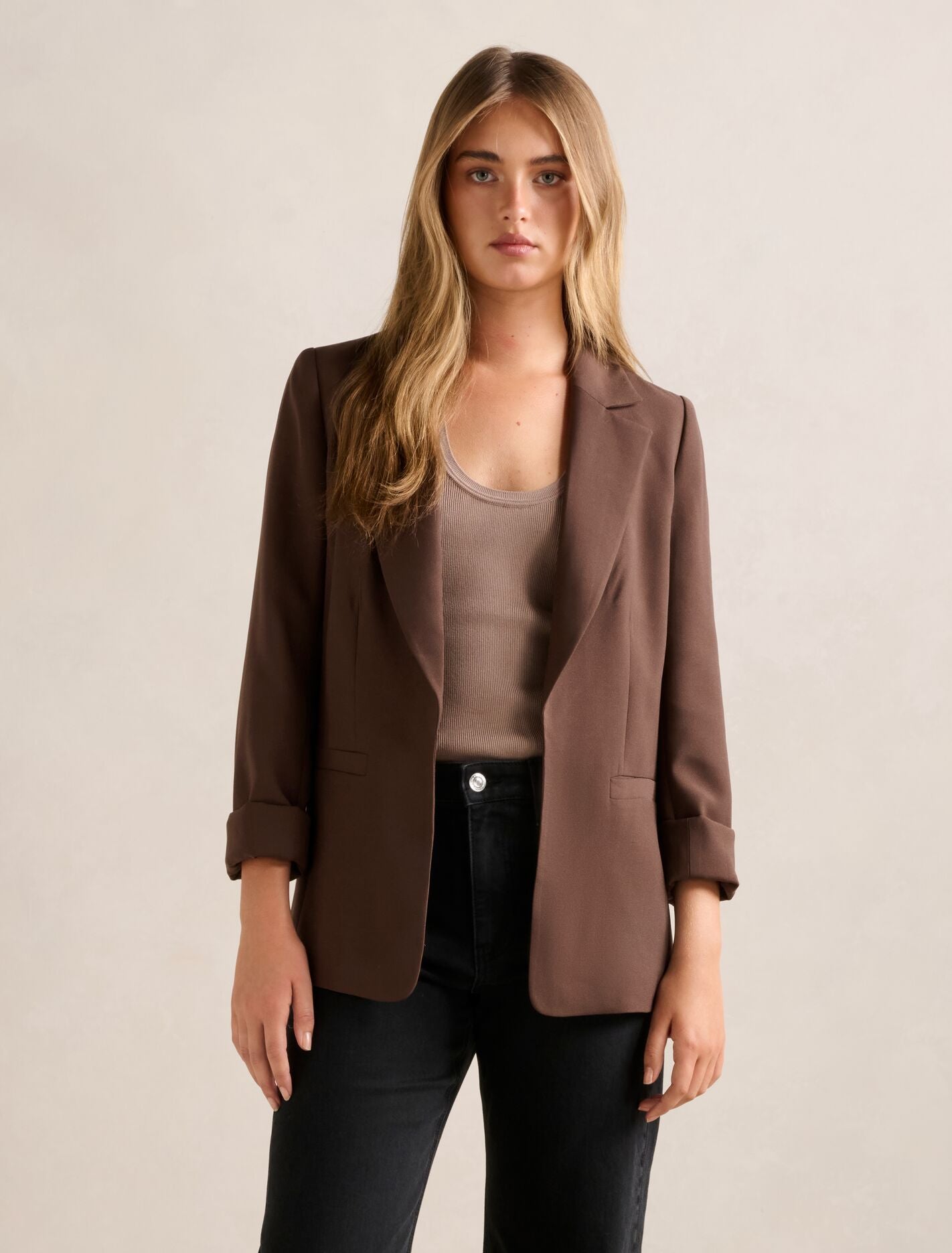 Dylan Boyfriend Blazer Chocolate Forever New