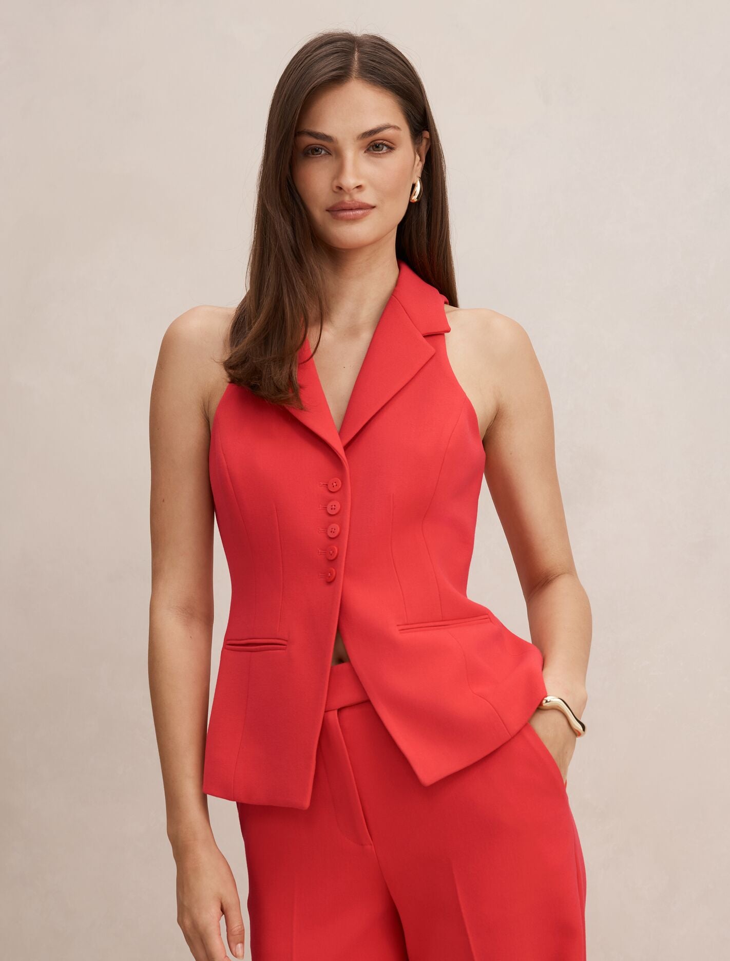 Noelle Halter Waistcoat Candy Red Suit Forever New