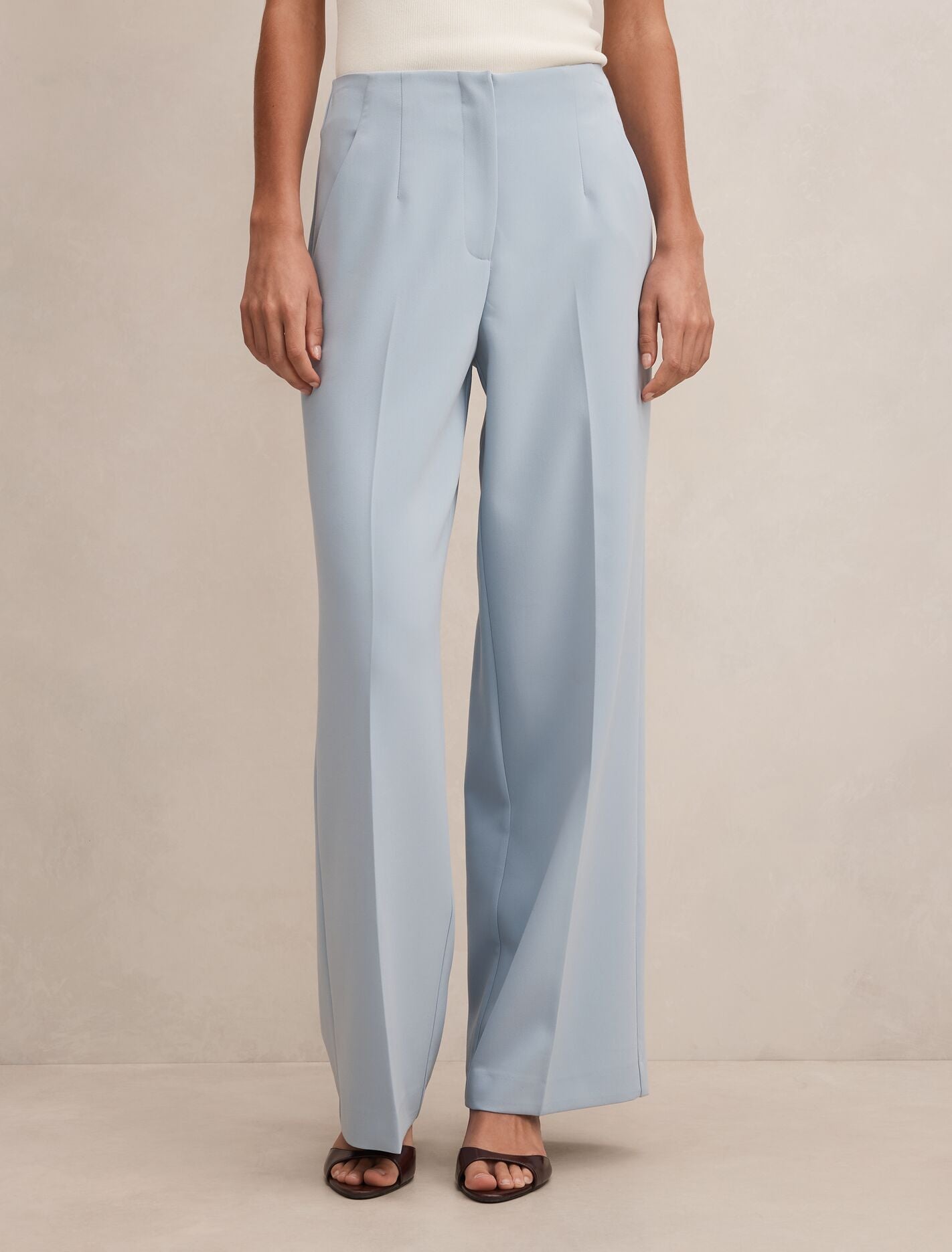 Lee Wide Leg Pants Sky Blue Suit Forever New
