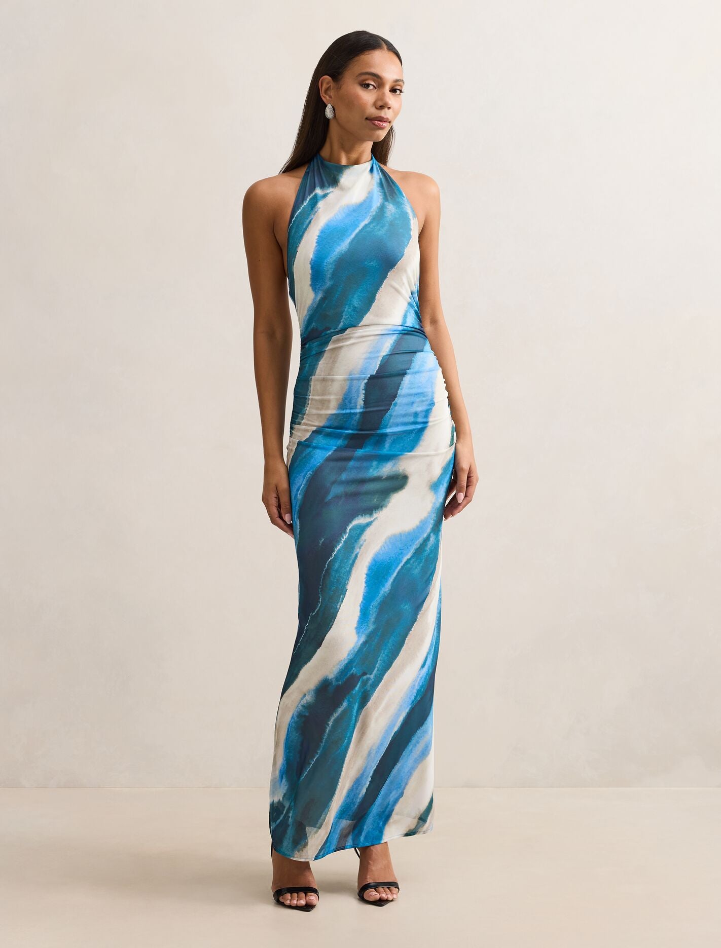 Josette Halter Mesh Maxi Dress Wave Maren Abstract Forever New