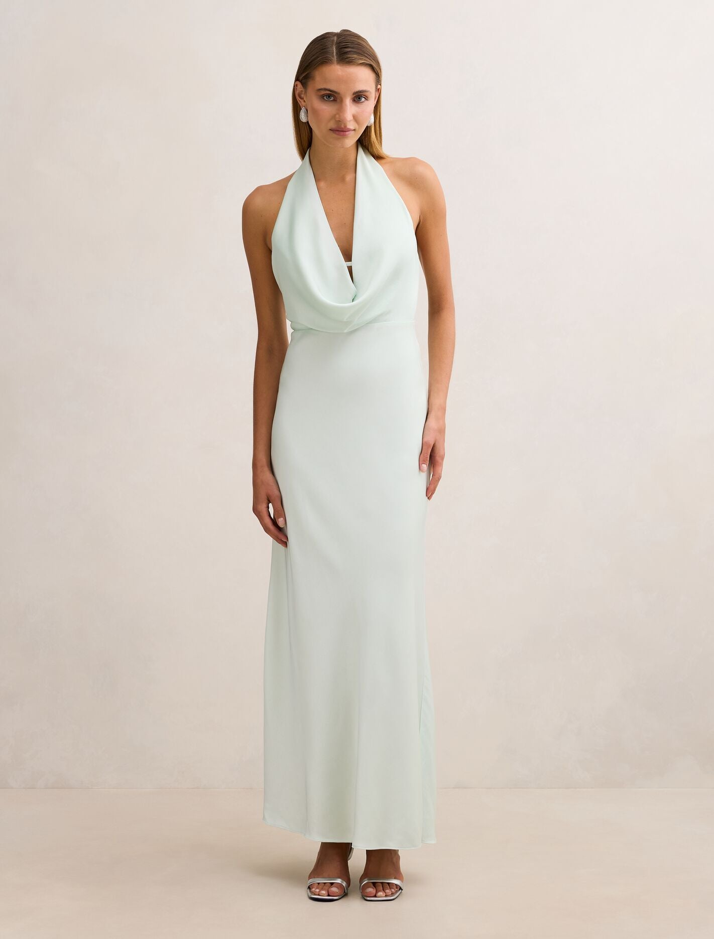 Becca Cowl Halter Satin Dress Forever New