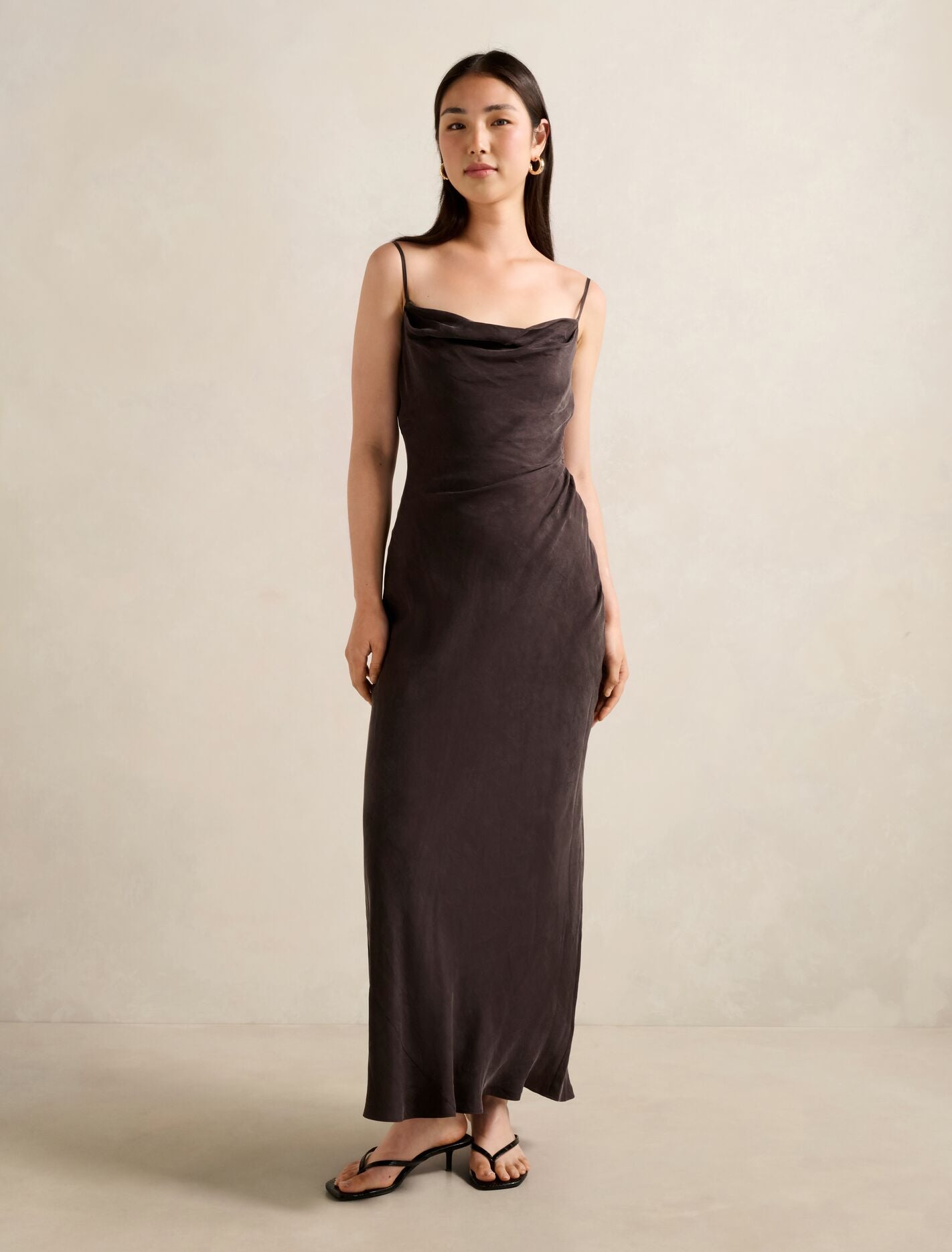 Zoe Cupro Midi Dress Chocolate Noir B Forever New