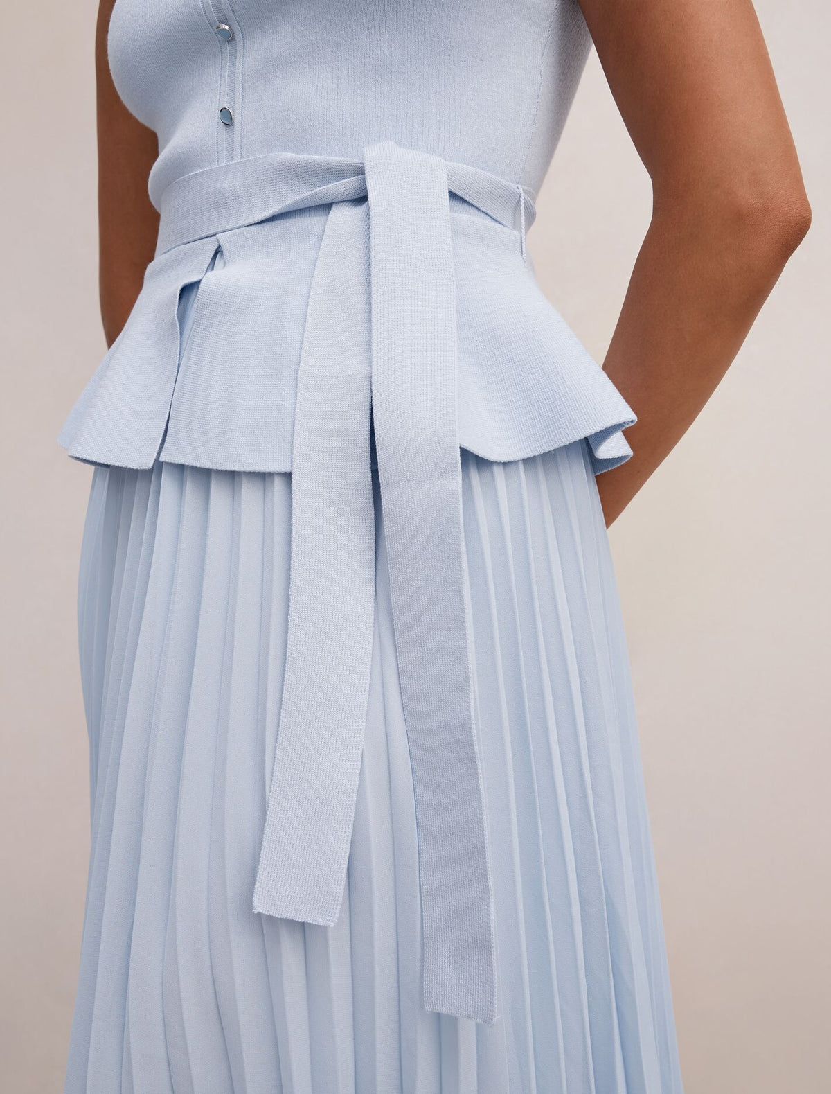 Luella Pleat Mixed Midi Dress Forever New