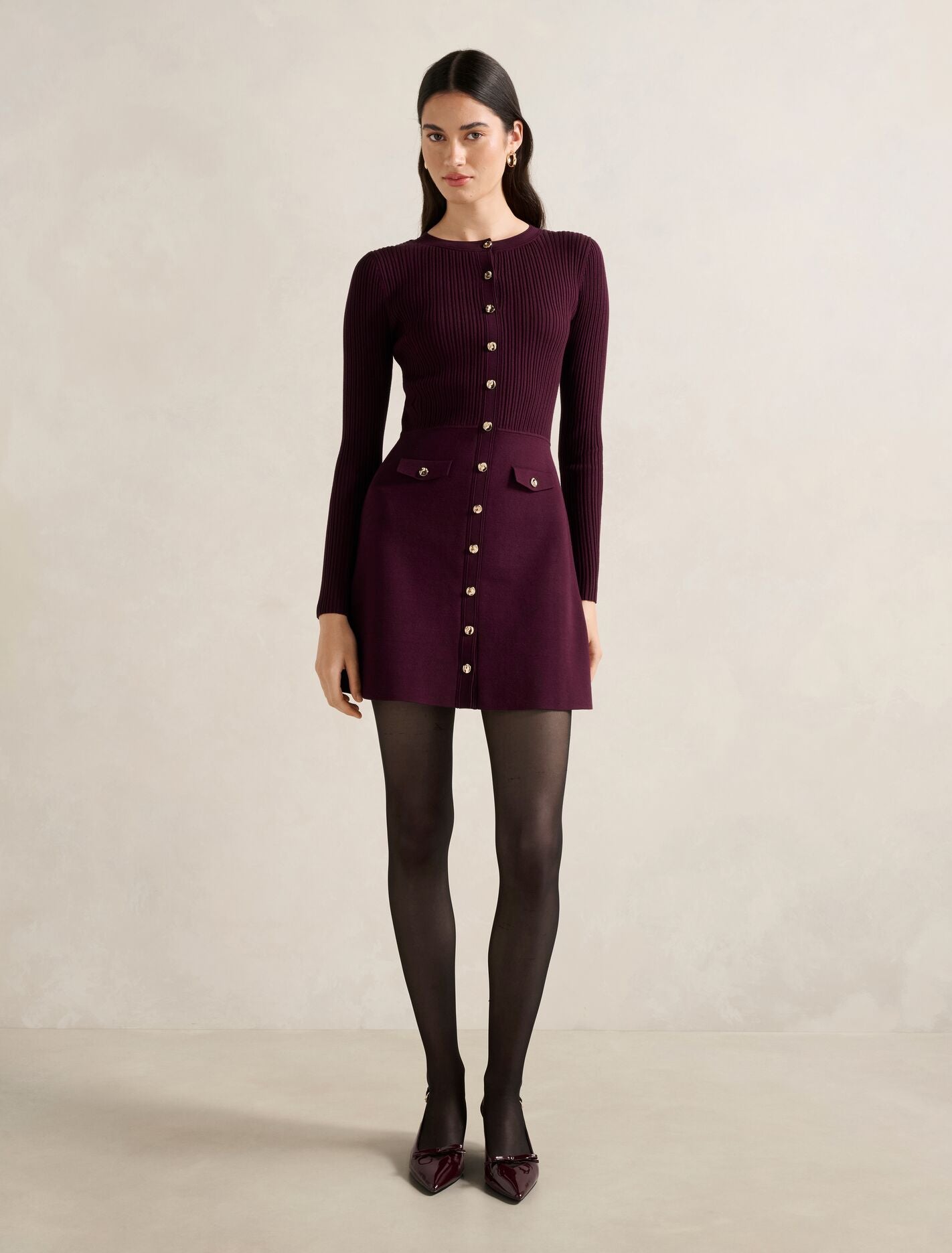 Issie Long Sleeve Knit Mini Dress Forever New