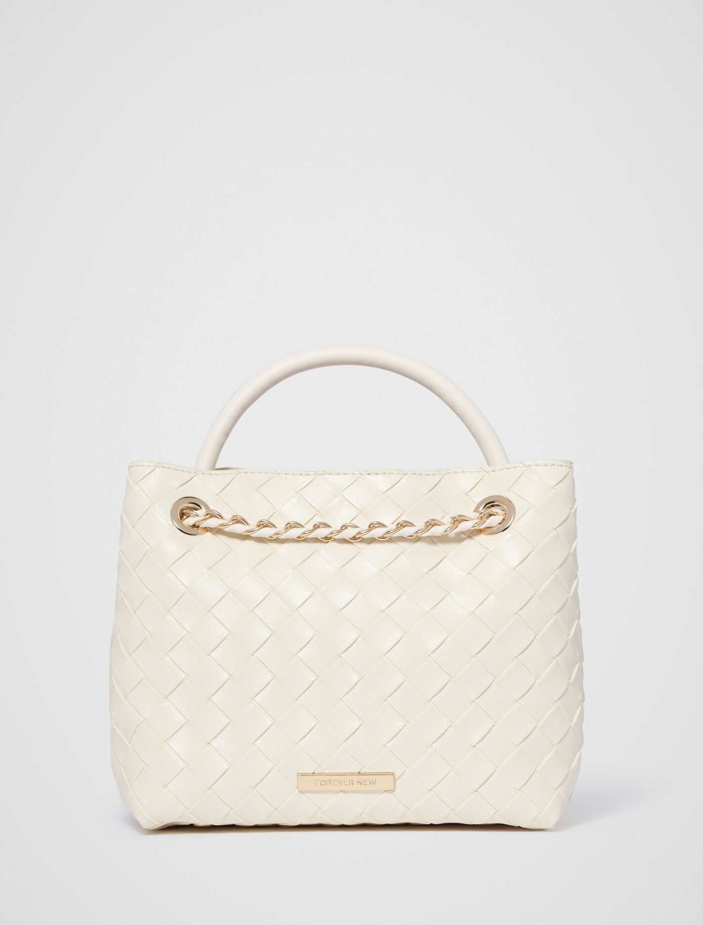 Lillian Weave Small Tote Bag 0 Ivory Forever New