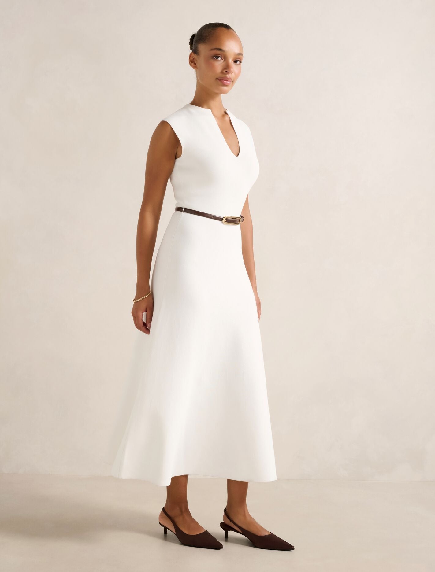 Celia Extended Shoulder Knit Midi Dress Forever New