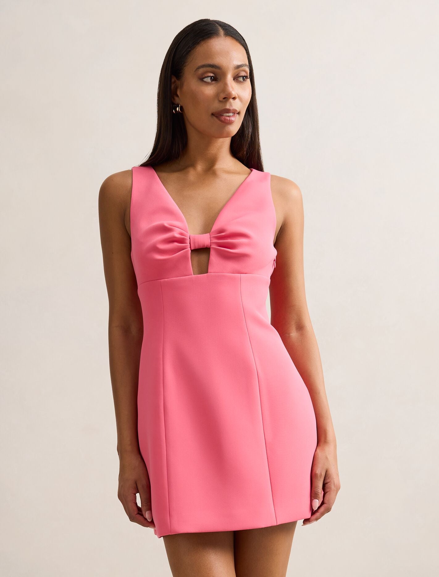 Indigo Knot Front Mini Dress Pink Flambe Forever New