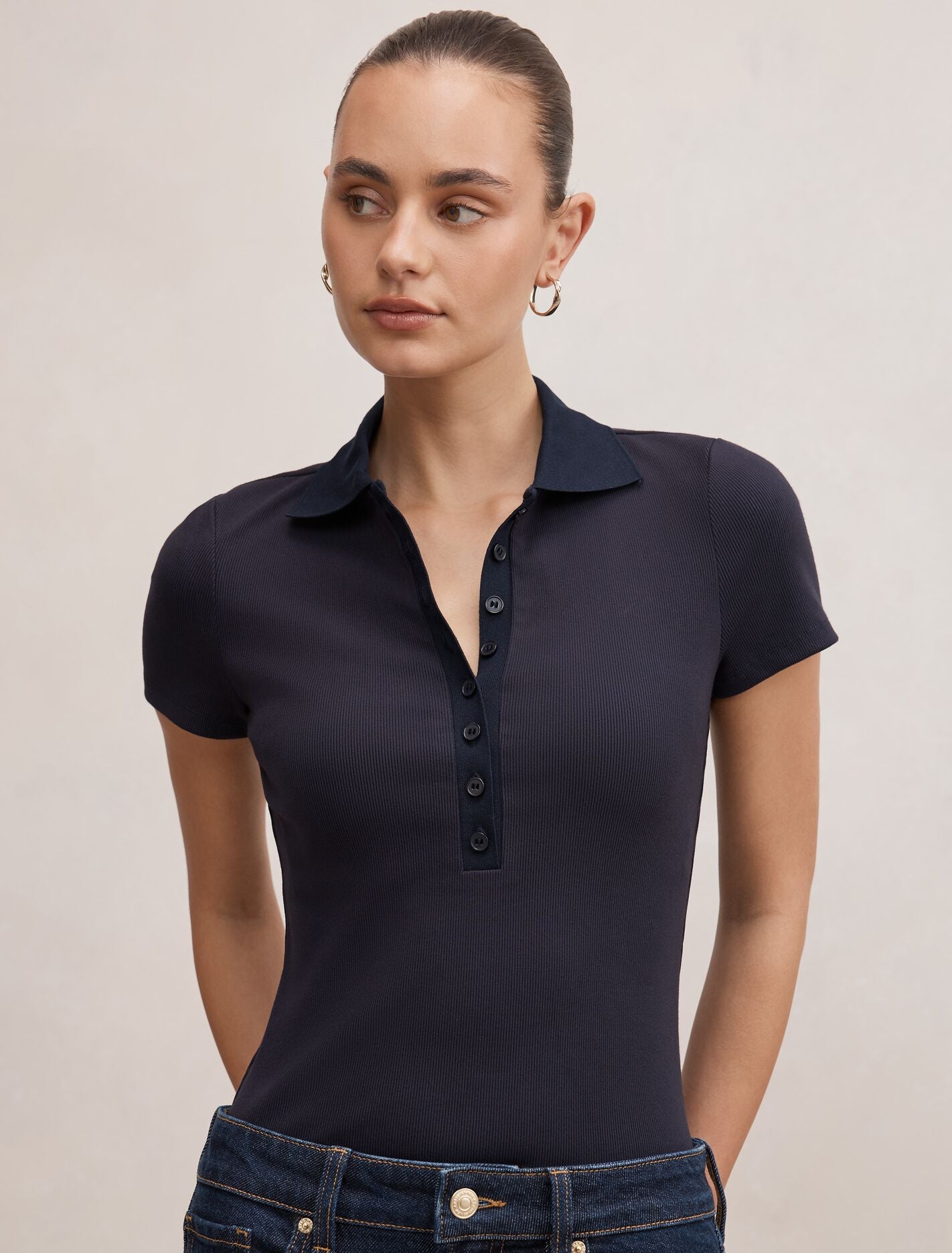 Aaliyah Ribbed Polo Top Forever New