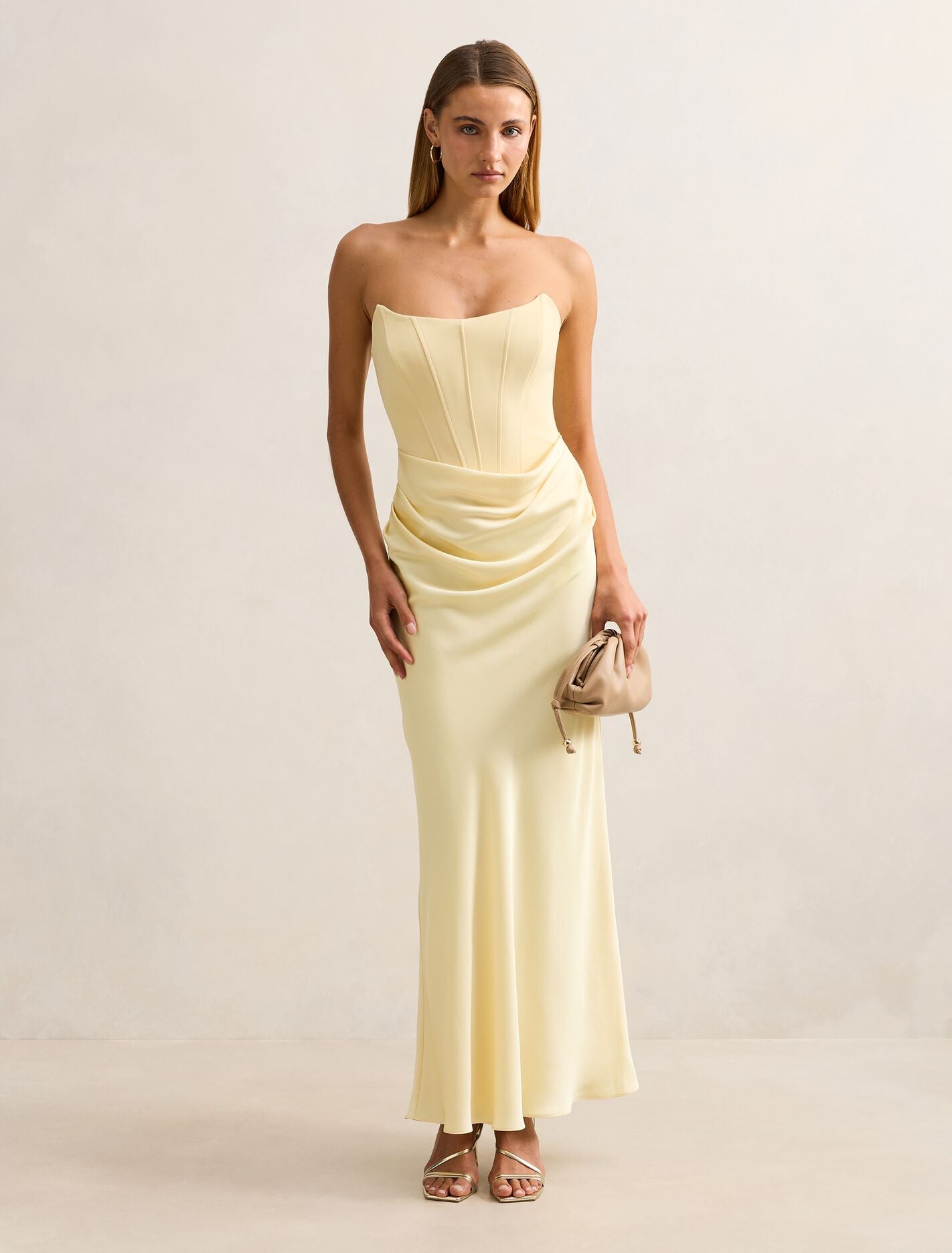 Isra Drape Strapless Maxi Dress Soft Yellow Forever New