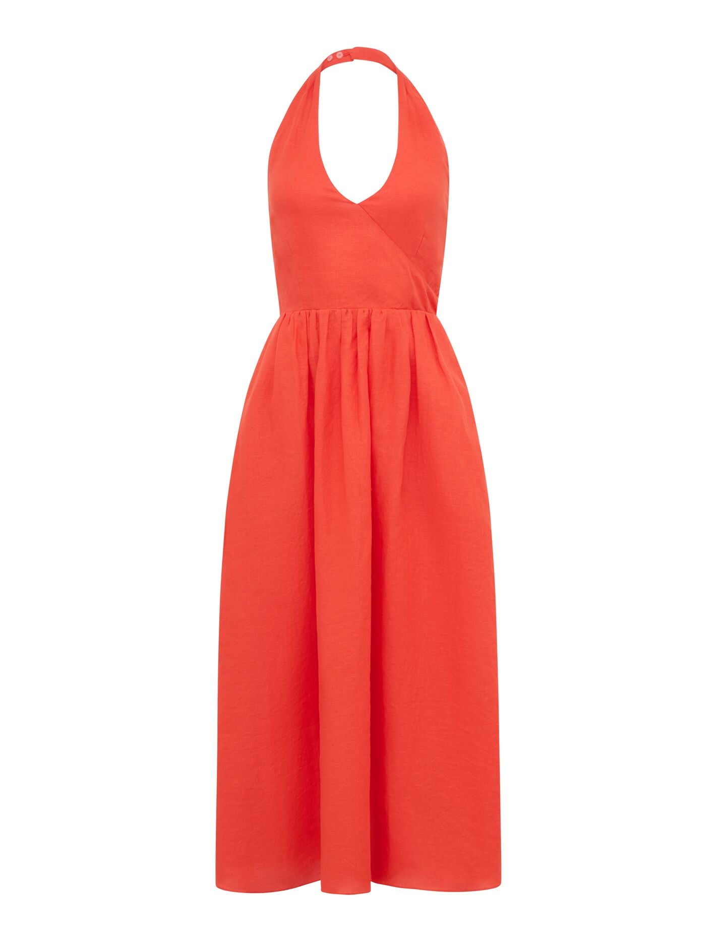 Lilian Wrap Linen Halter Midi Dress Forever New
