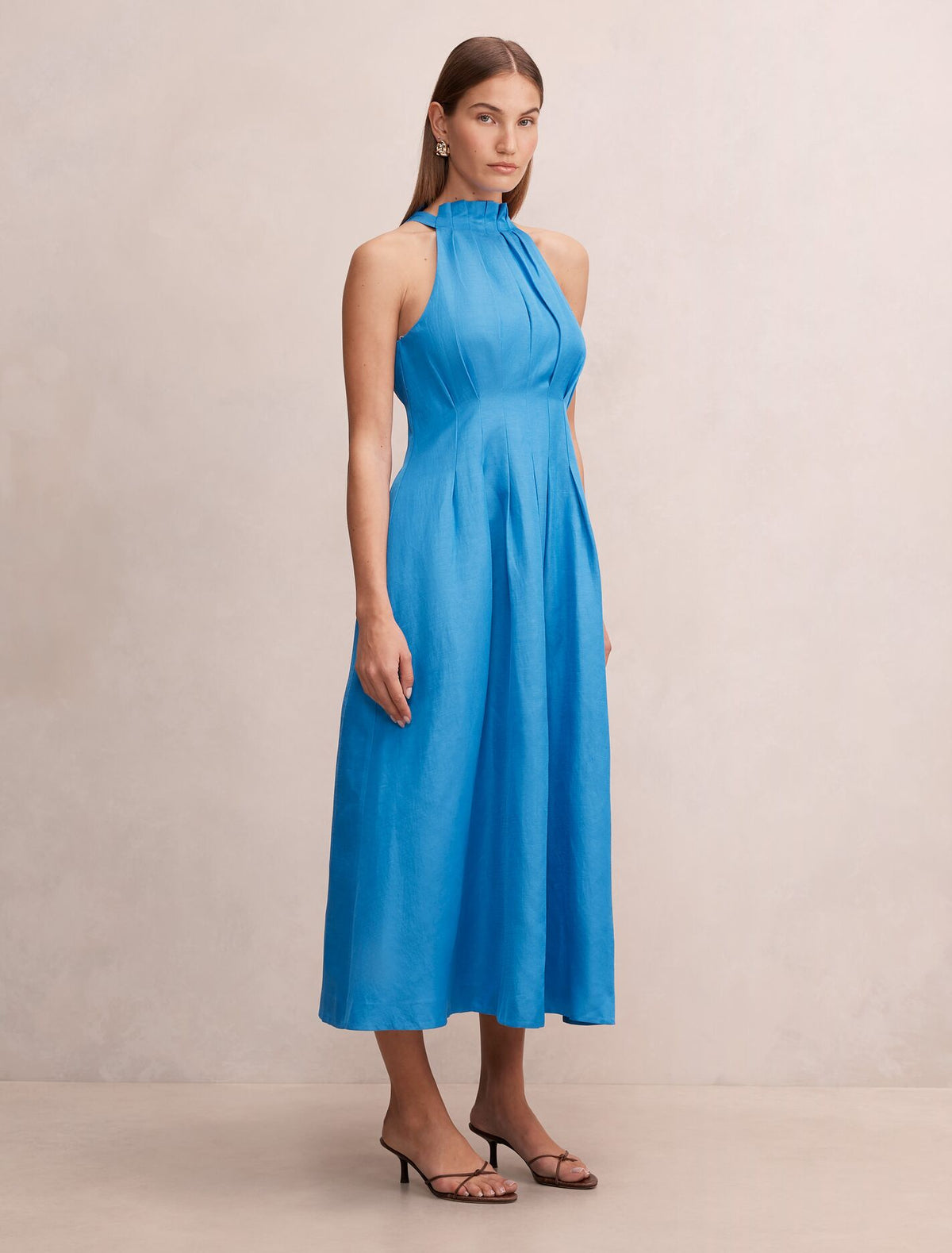 Miller Pleat Halter Midi Dress Forever New