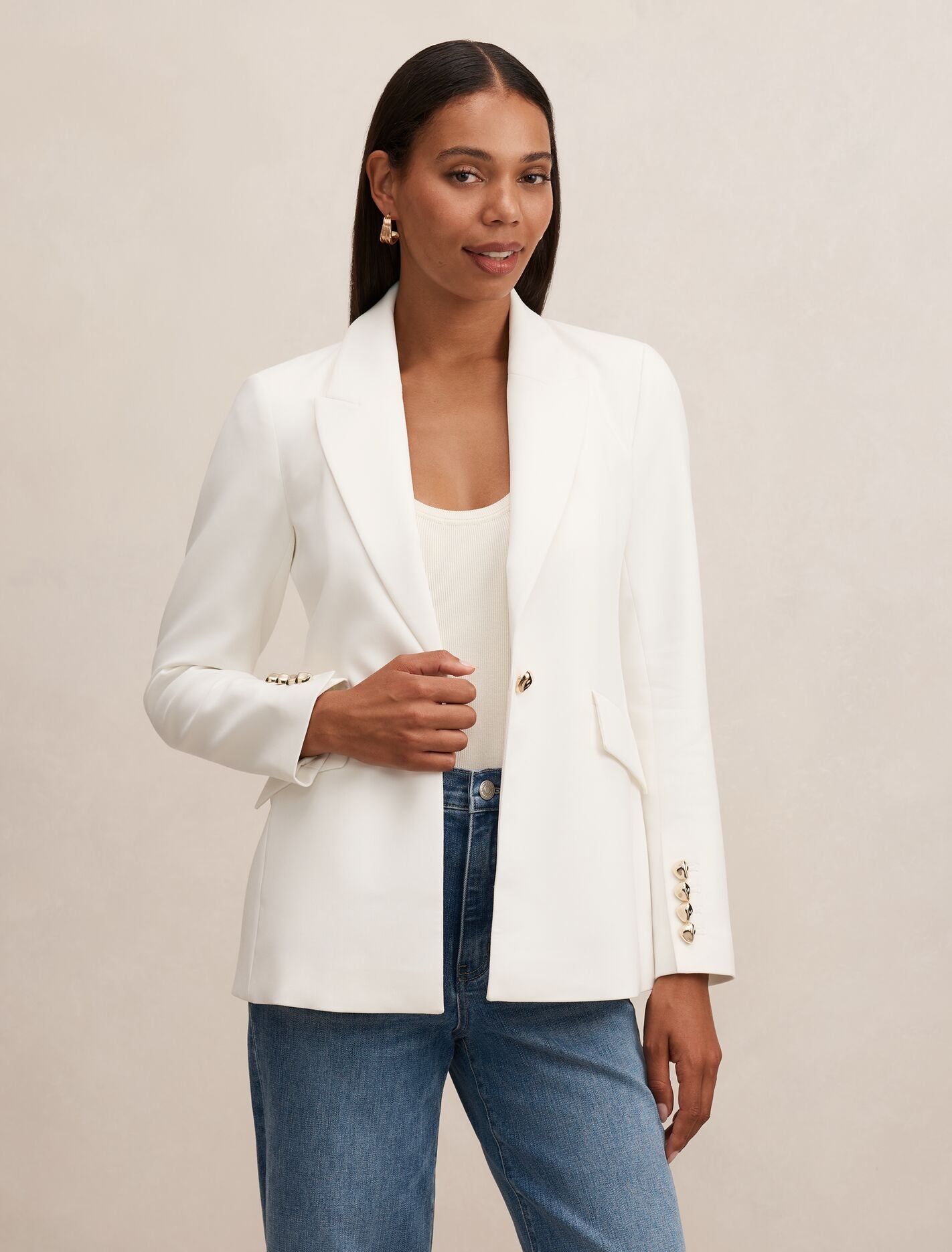 Trixie Gold Button Blazer Forever New