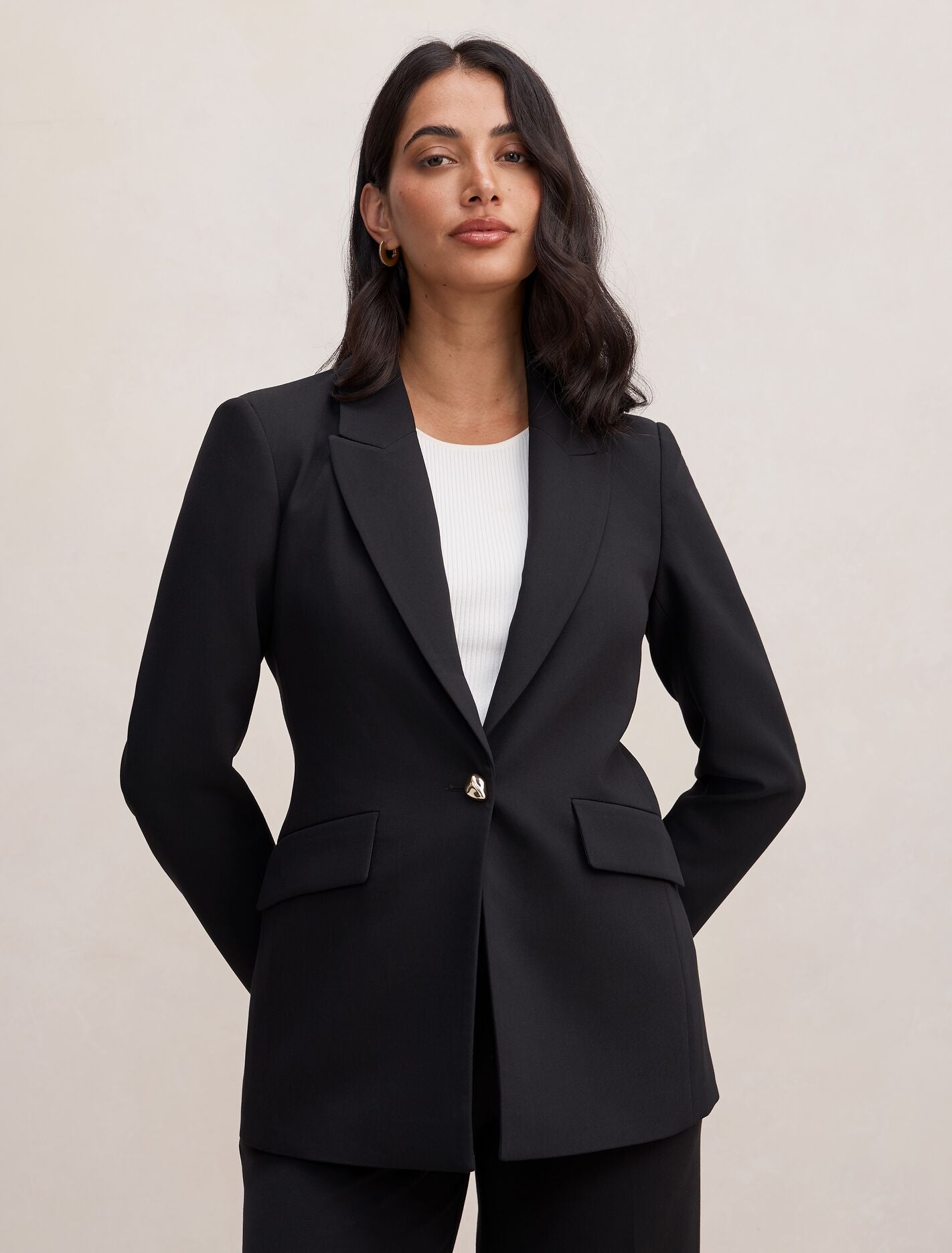 Trixie Gold Button Blazer Black Forever New