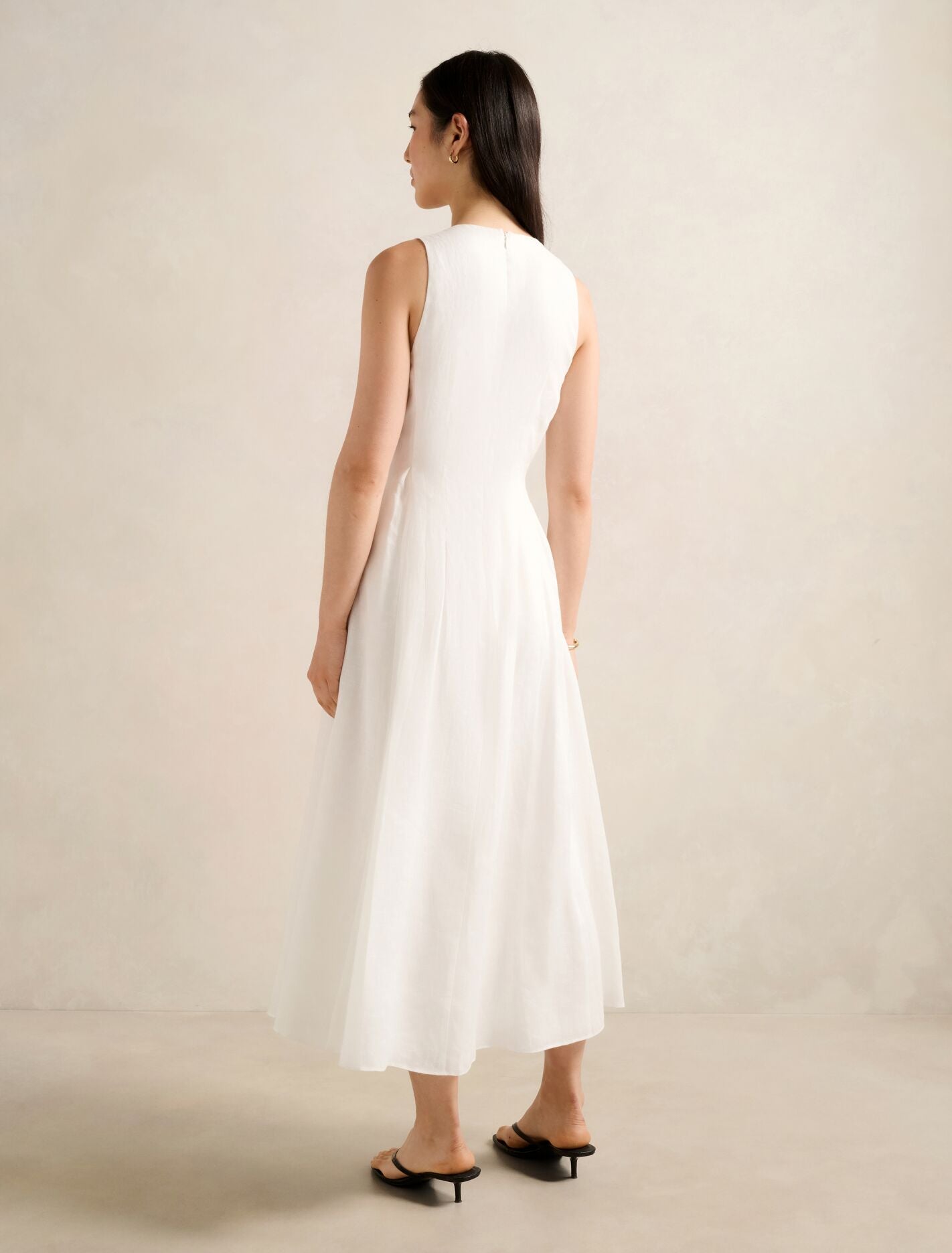 Pia Button Front Linen Midi Dress Forever New