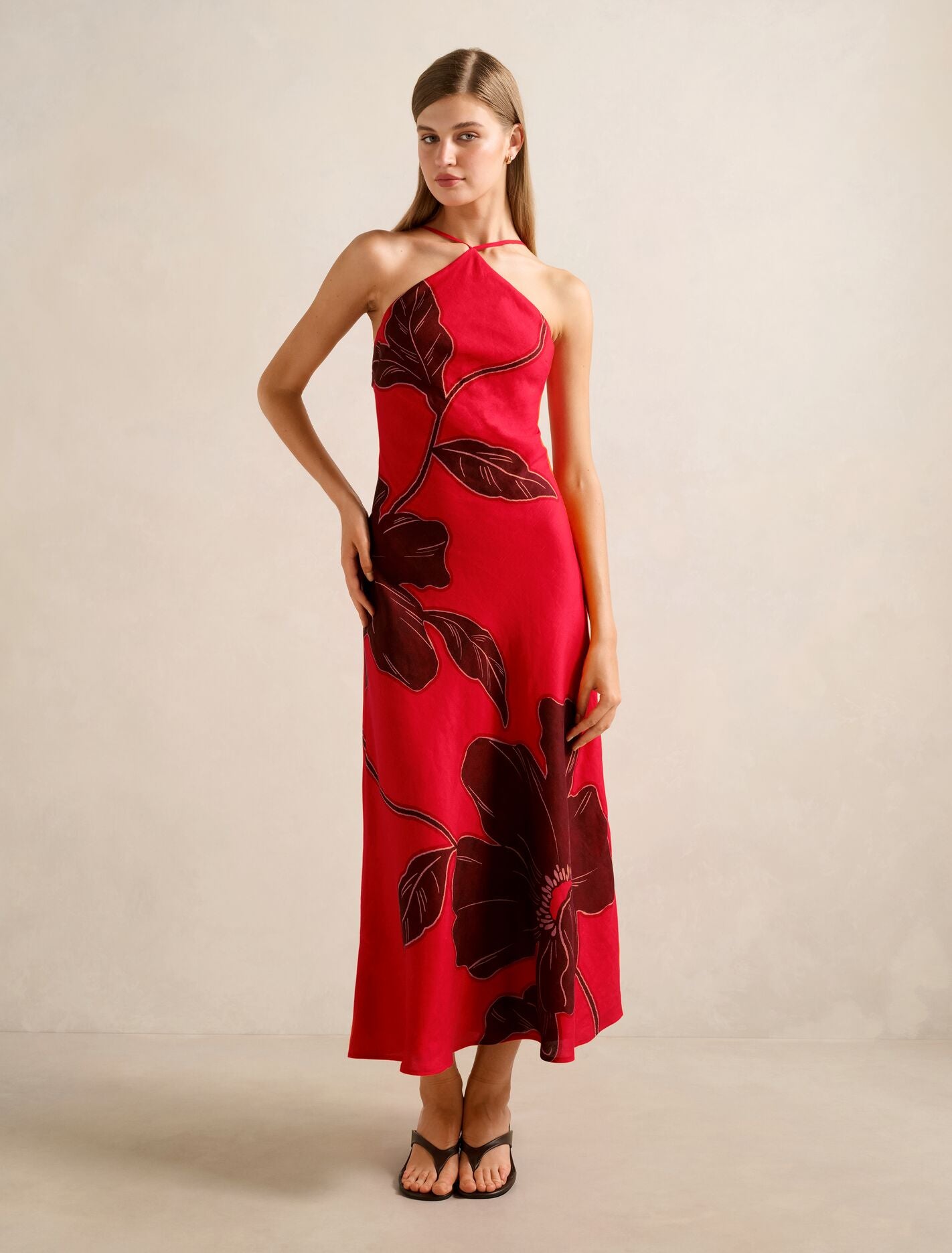 Nova Arrow Neck Maxi Dress Red Dryden Forever New