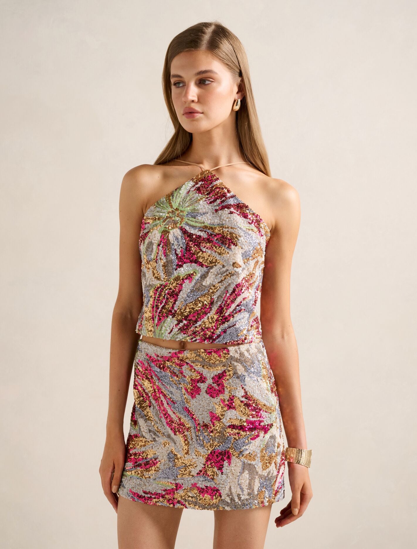Ariana Sequin Halter Top Multi Set Forever New