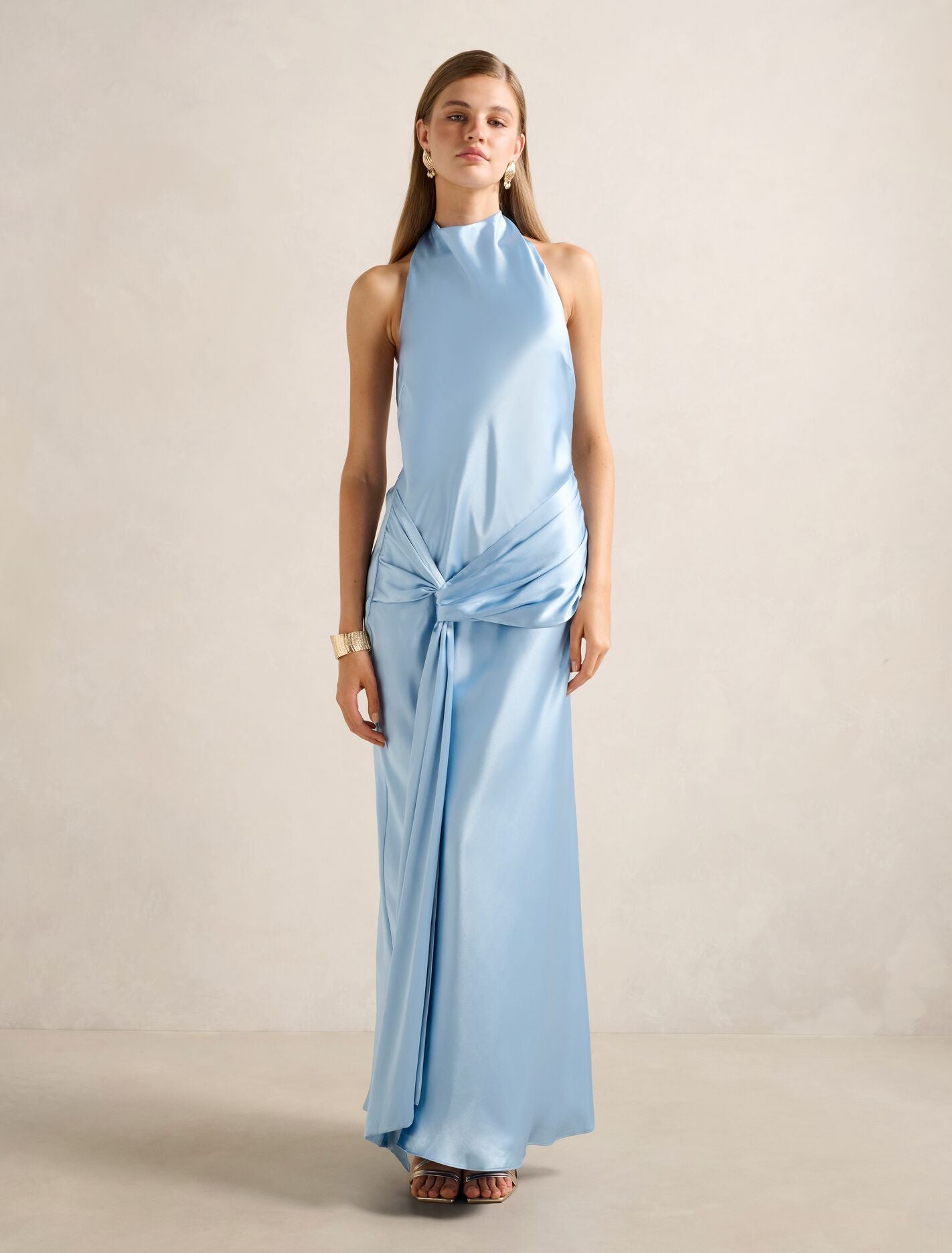 Abby Halter Satin Maxi Dress Bluebell Forever New