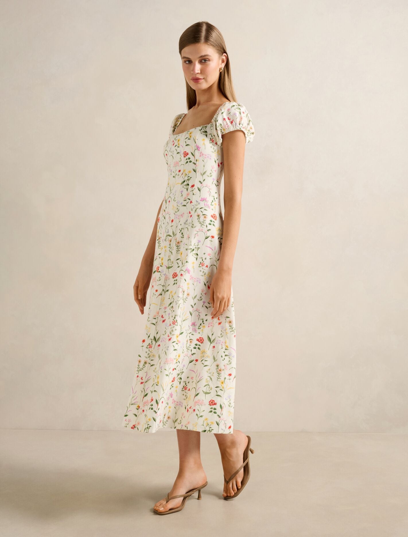 Sadie Cap Sleeve Linen Midi Dress Forever New