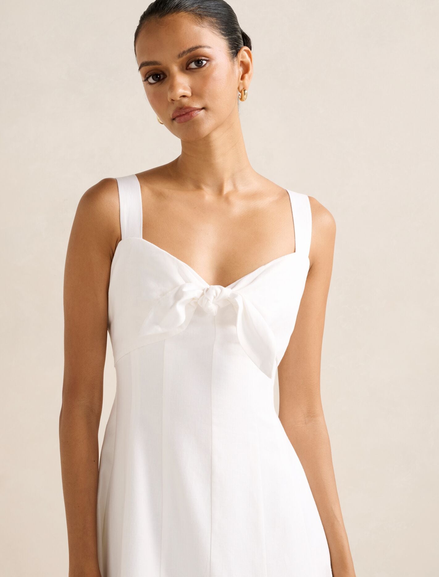 Kara Petite Tie Front Linen Midi Dress Forever New