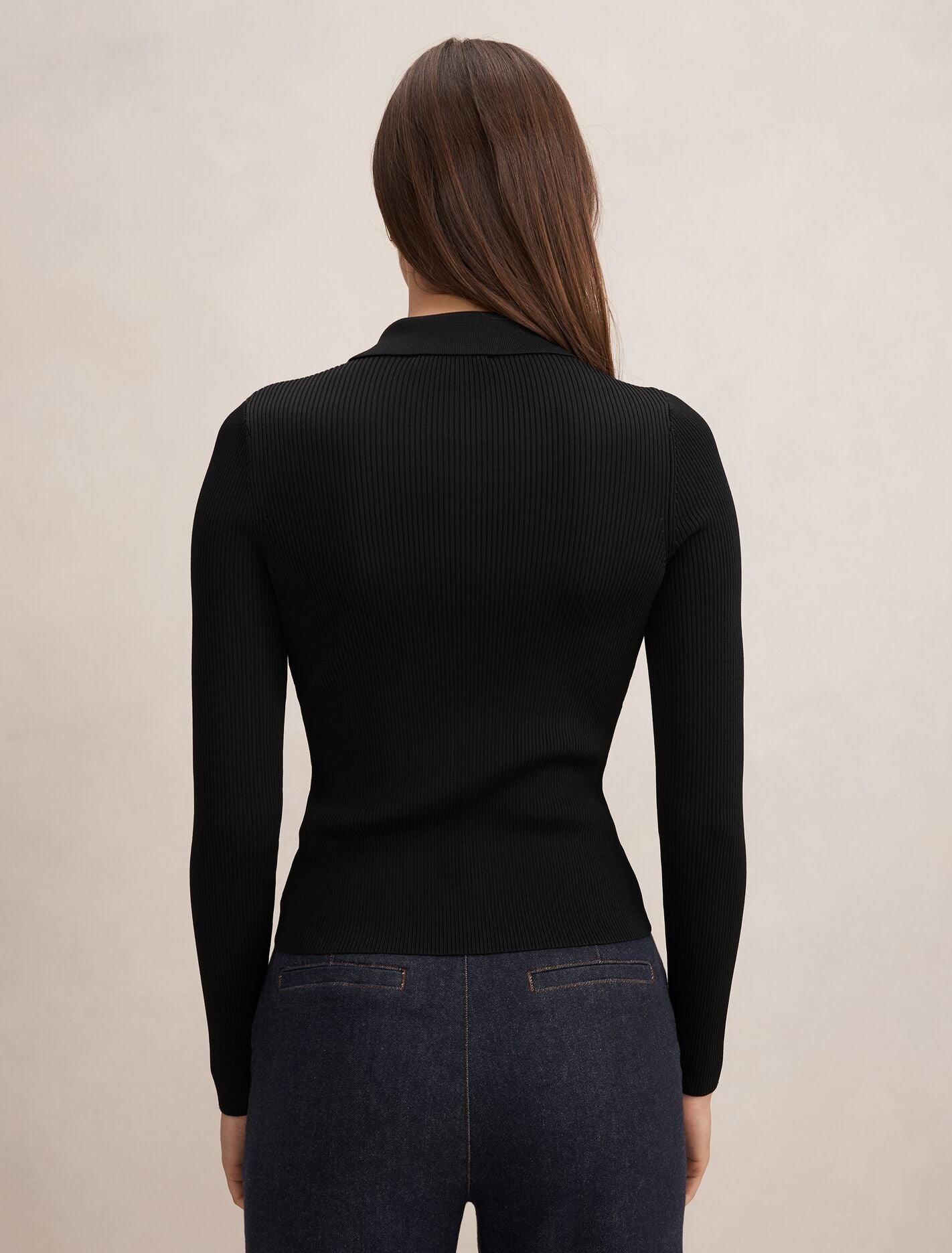 Selina Ribbed Knit Polo Top Forever New