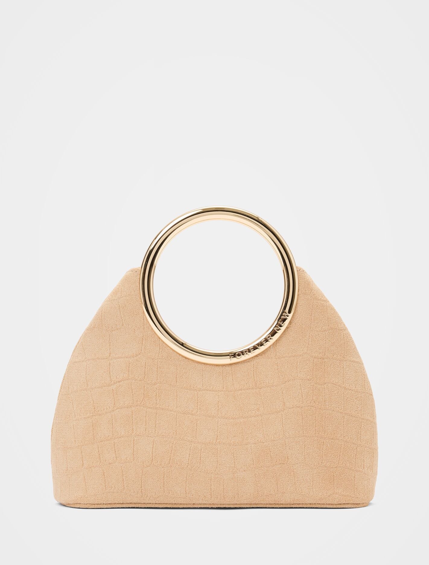 Delta Round Metal Handle Clutch 0 Sand Forever New