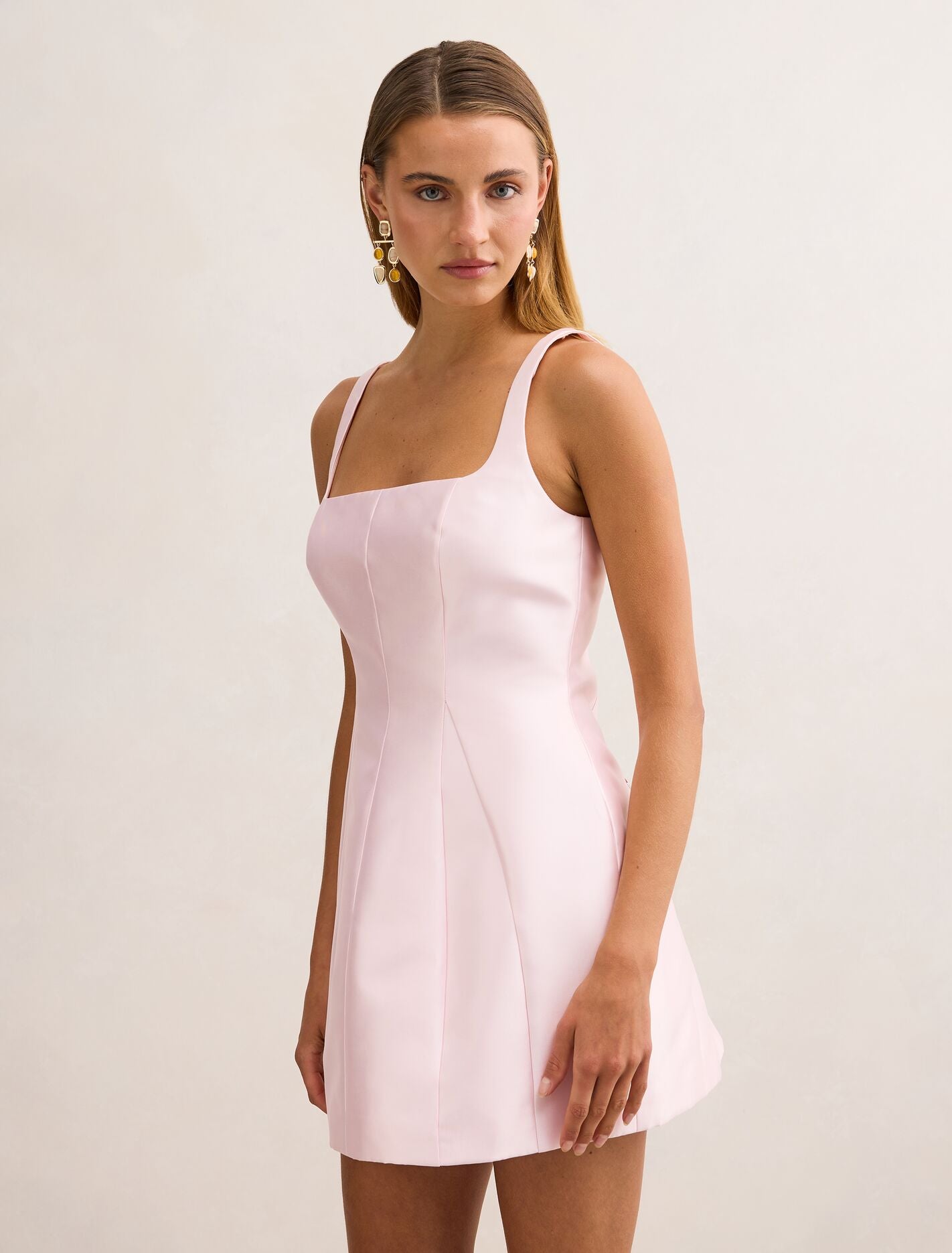 Kaitlyn Structured Satin Mini Dress Forever New