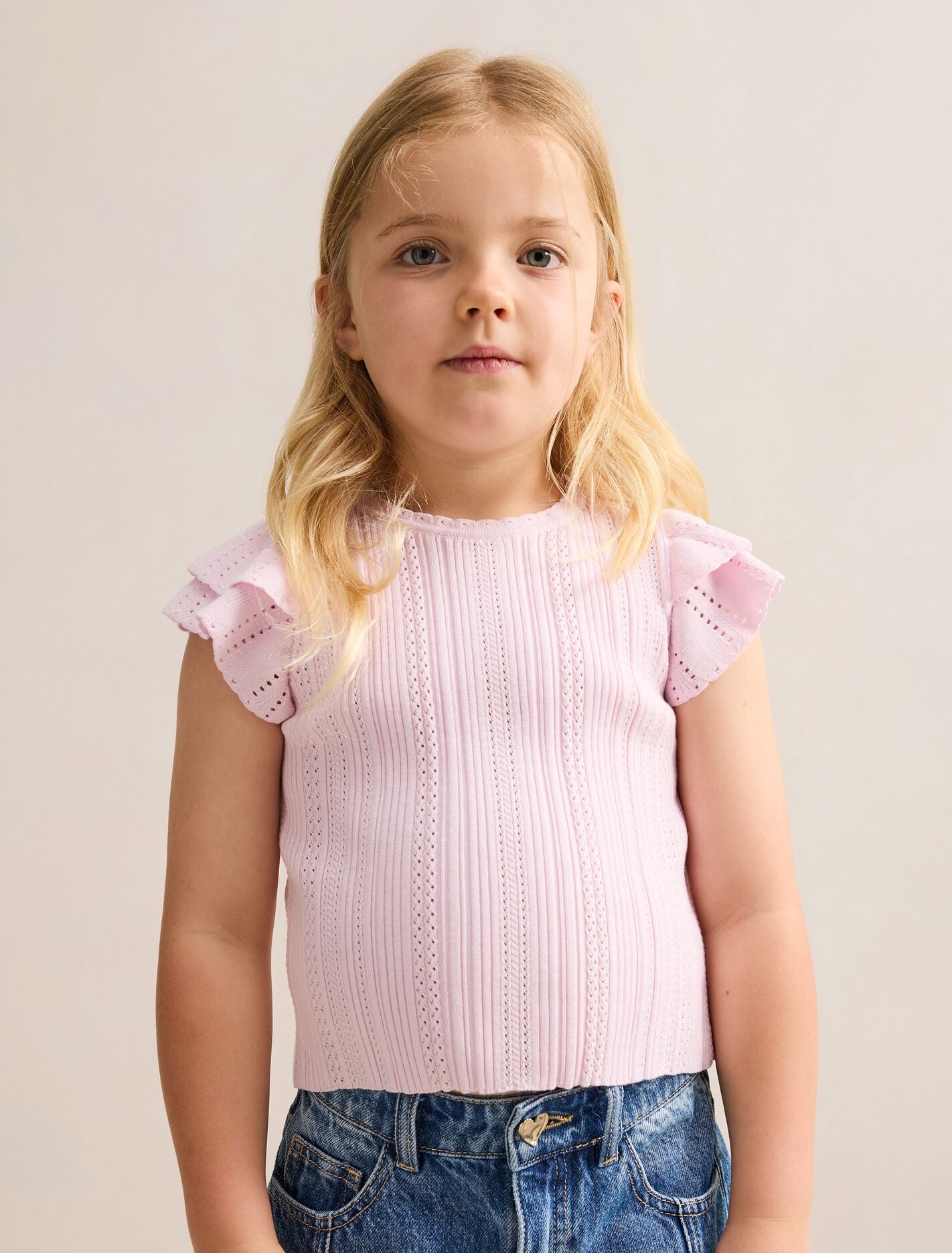 Danielle Girls Flutter Sleeve Knit Top Pink Forever New