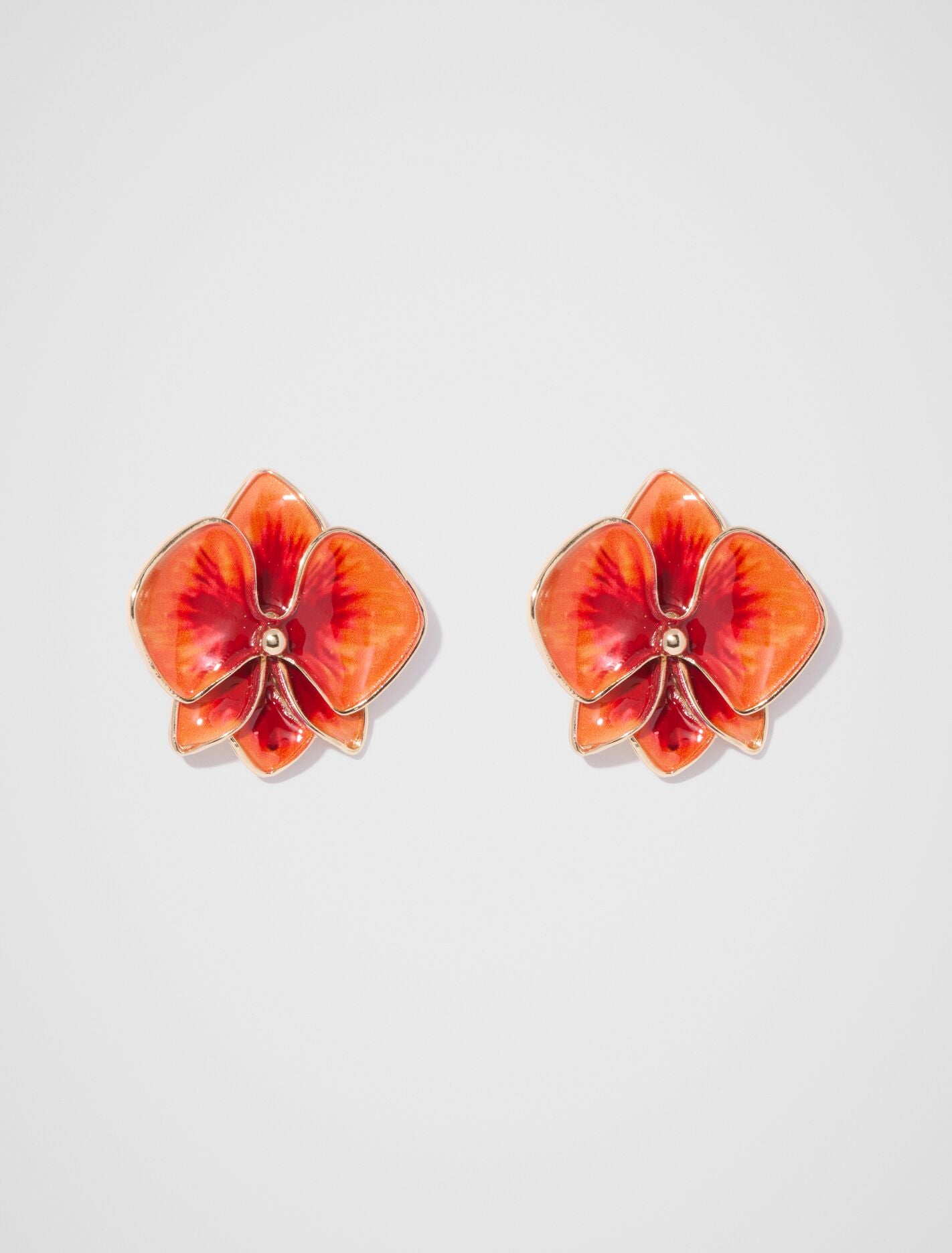 Signature Orchid Enamel Earrings 0 Orange Forever New