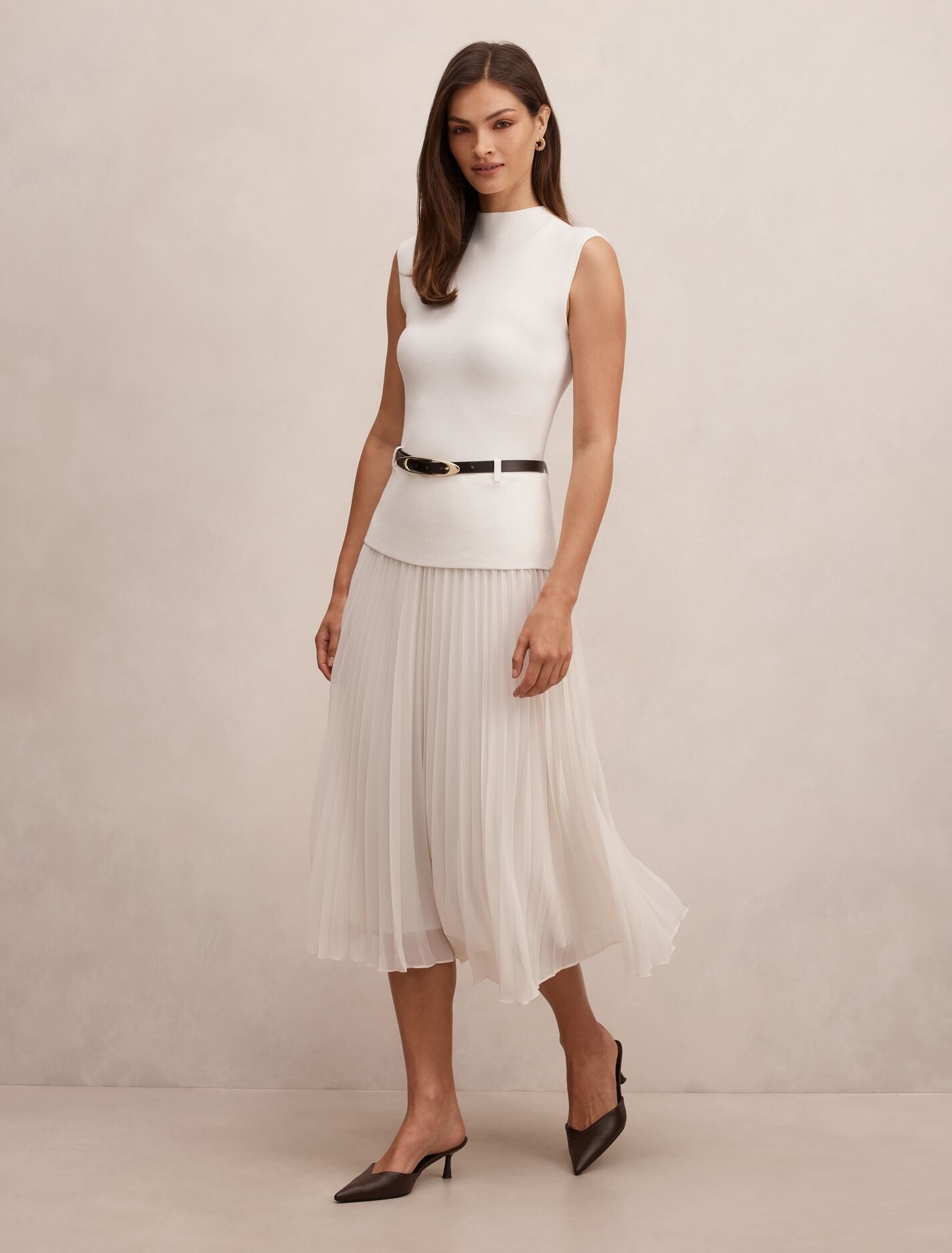 Lorelei Woven Mixed Midi Dress Forever New