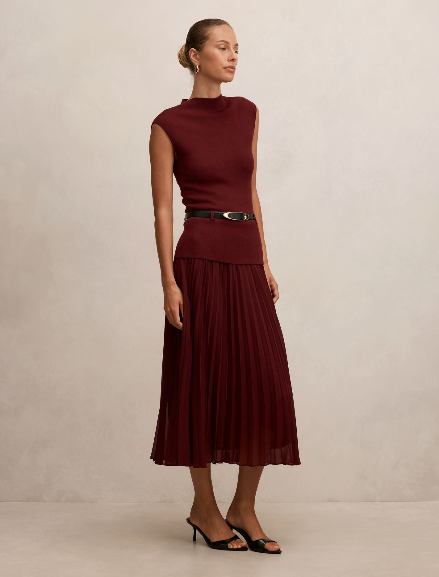 Lorelei Woven Mixed Midi Dress Forever New