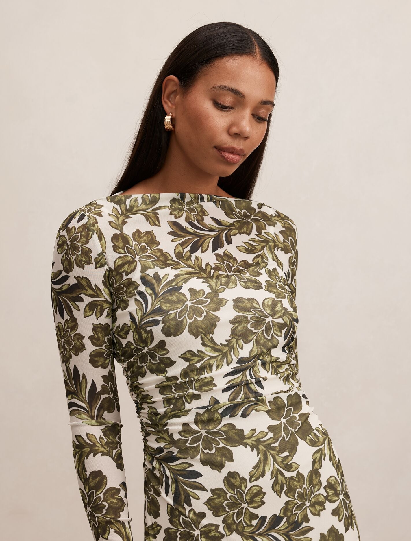 Georgia Long Sleeve Mesh Midi Dress Forever New