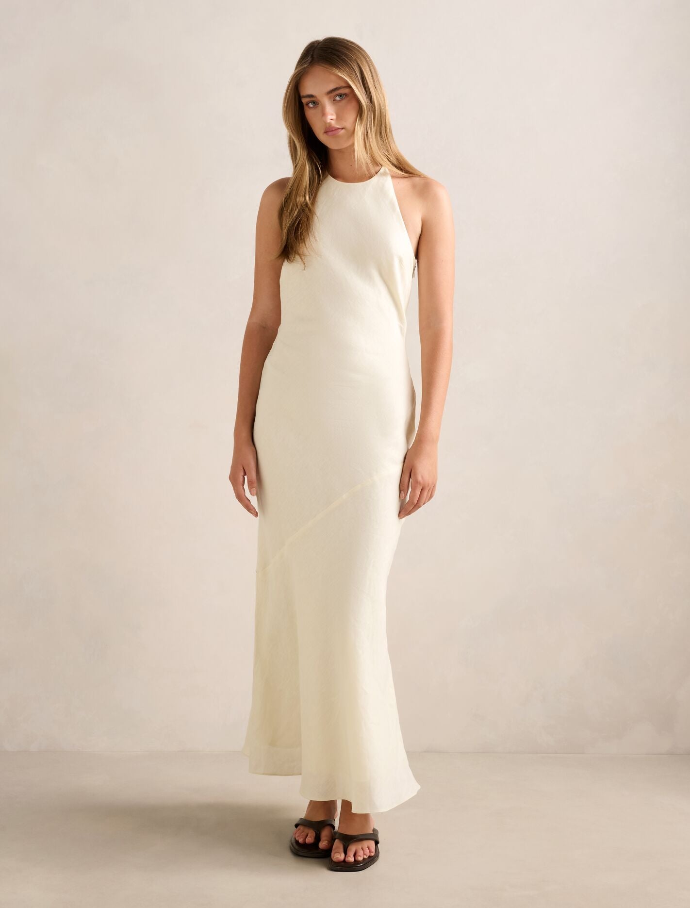 Primmy Halter Neck Linen Maxi Dress Whipped Butter Forever New