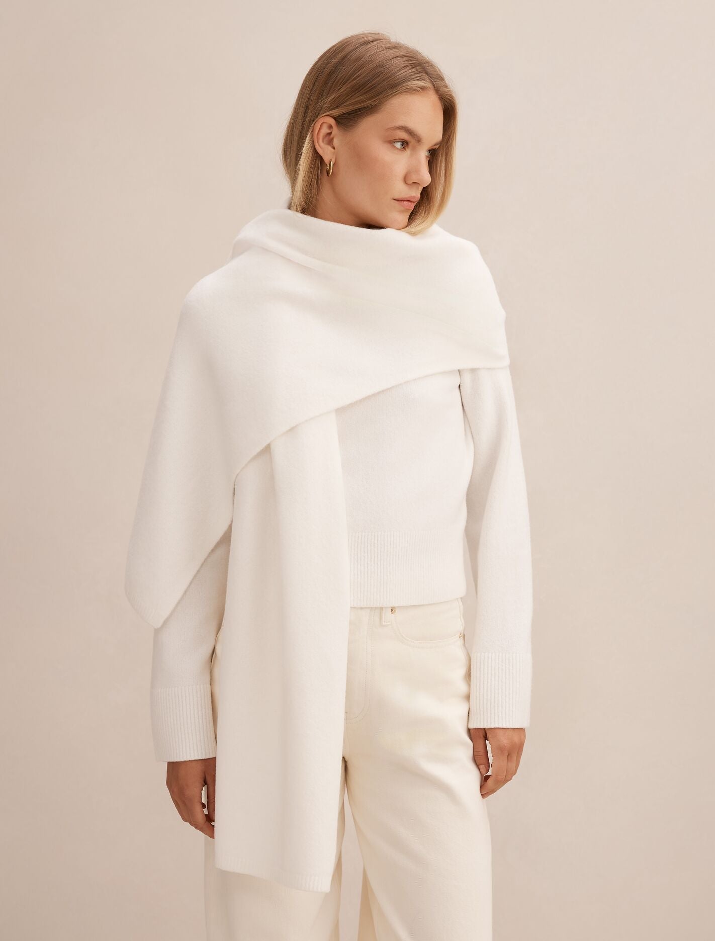 Melody Scarf Detail Sweater Cream Forever New