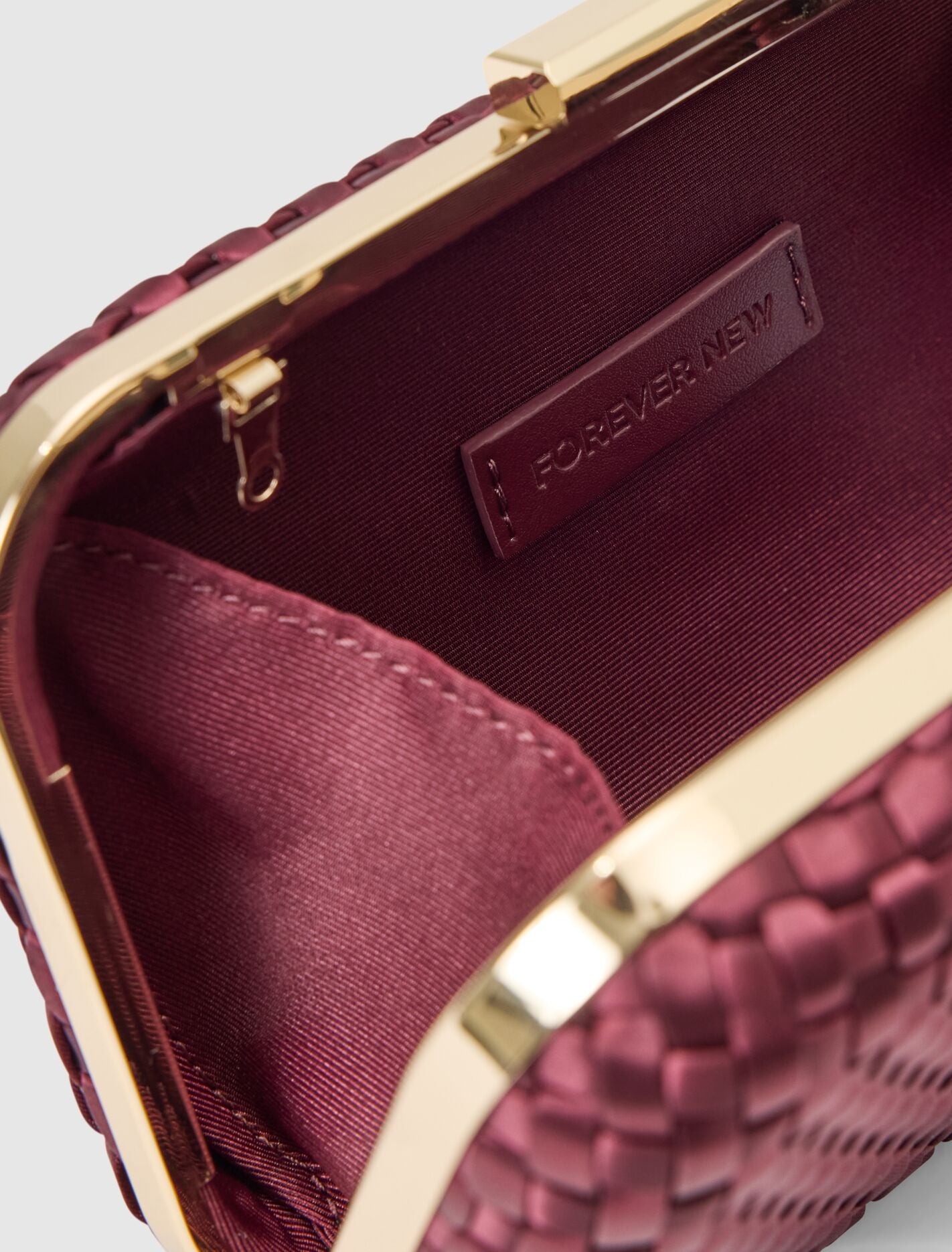 Savannah Satin Weave Hardcase Clutch Forever New