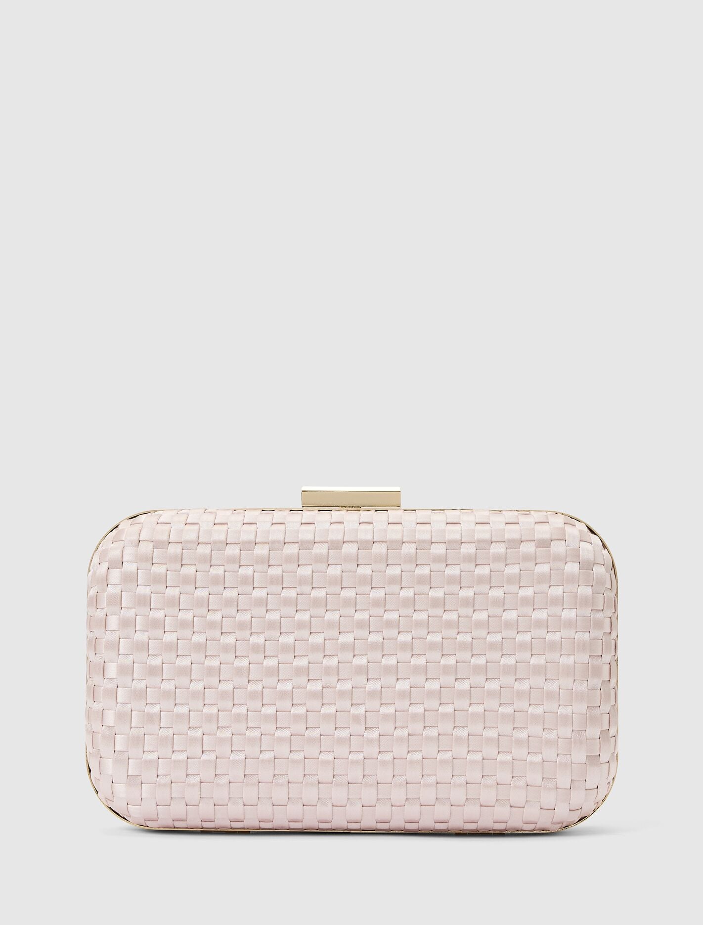 Savannah Satin Weave Hardcase Clutch 0 Nude Forever New