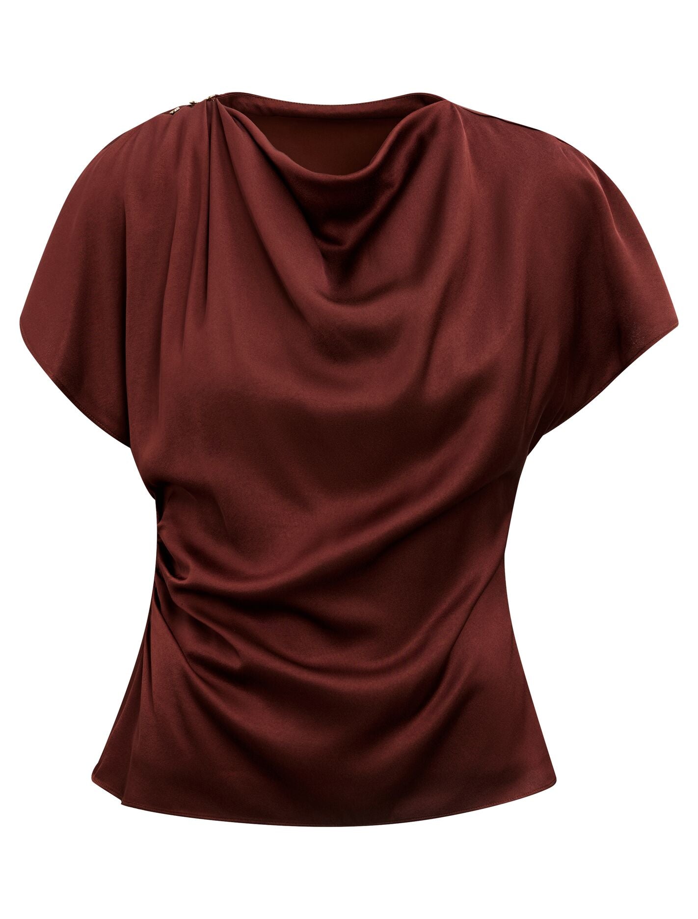 Daya Drape Satin Top Deep Rust Forever New