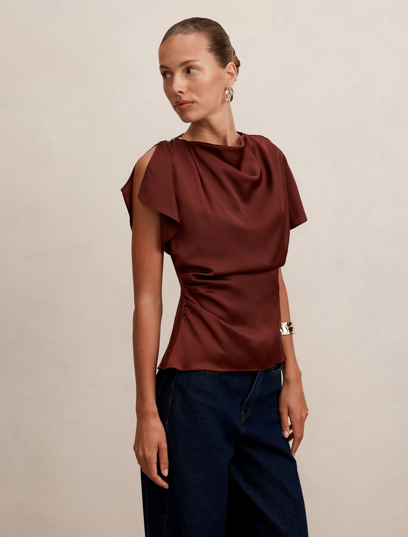 Daya Drape Satin Top Forever New