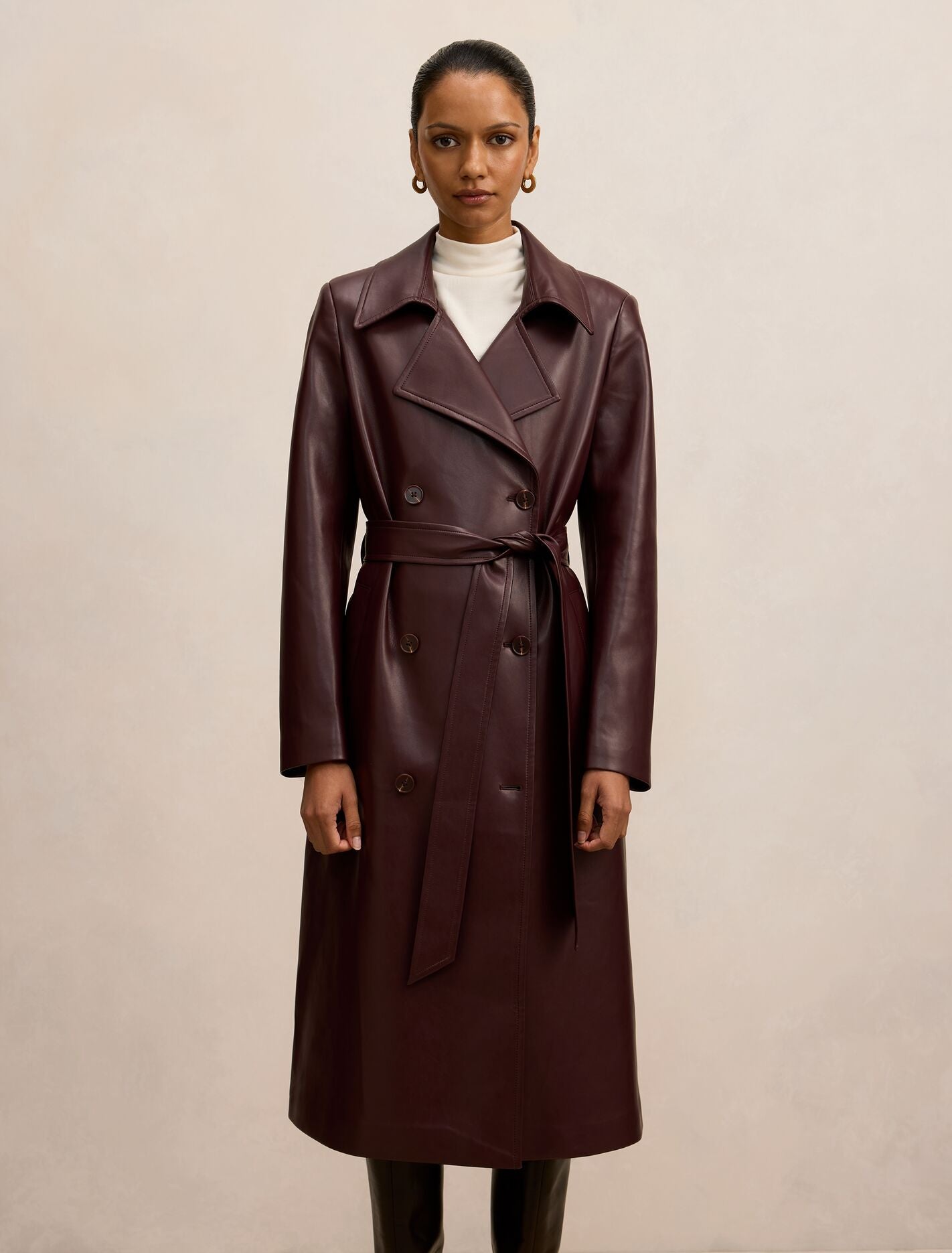 Sabina Petite Pu Trench Coat Berry Forever New