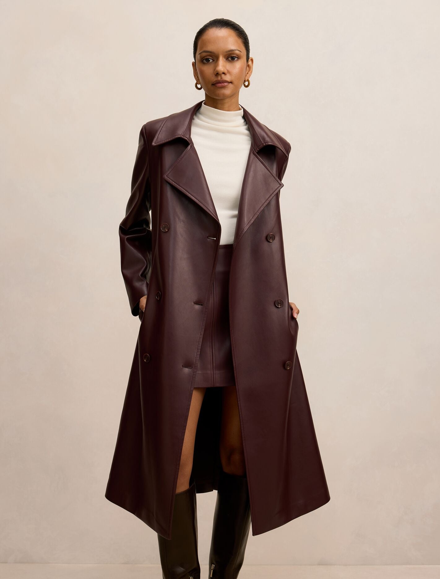Sabina Petite Pu Trench Coat Forever New