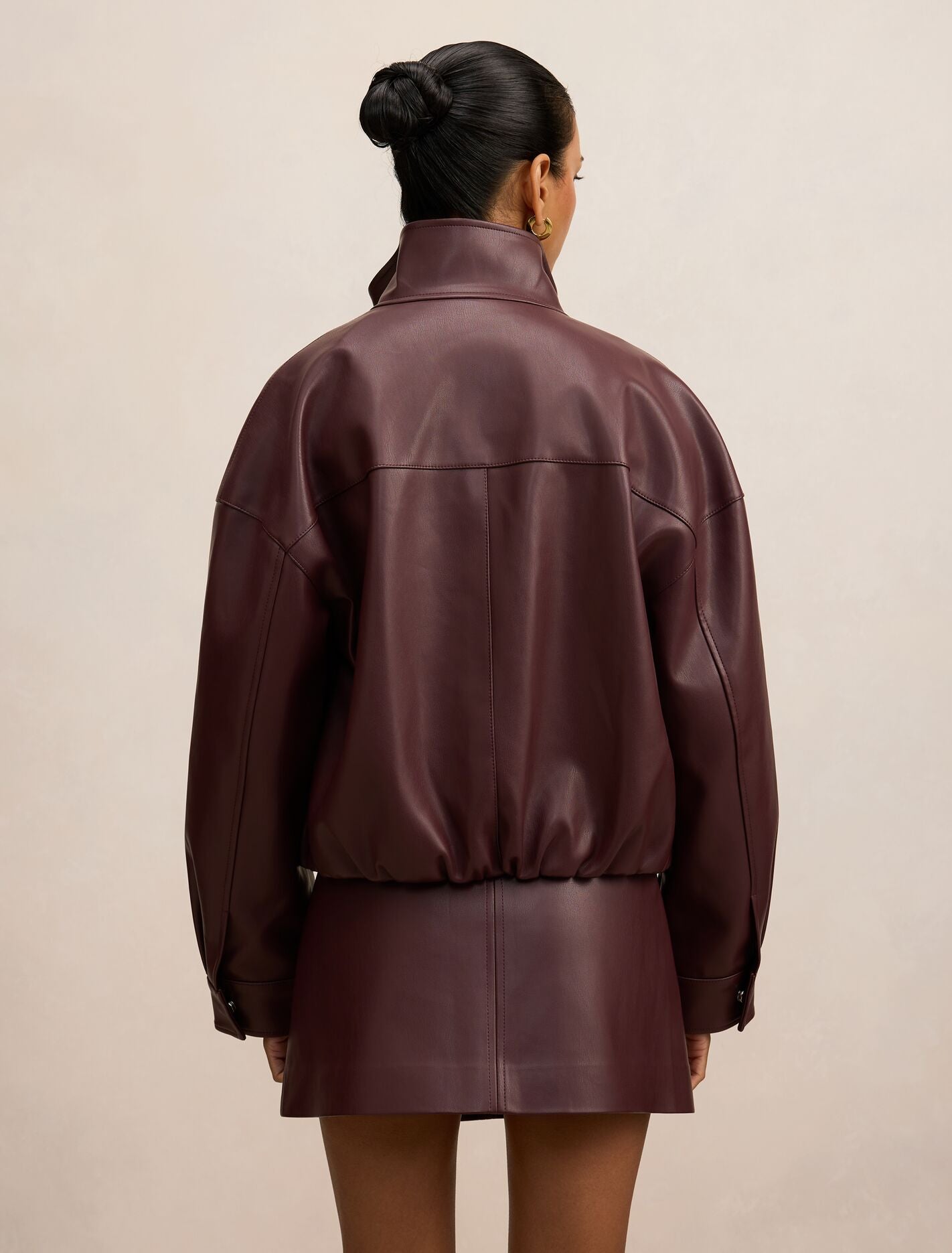 Jacquie Petite Pu Funnel Neck Coat Forever New