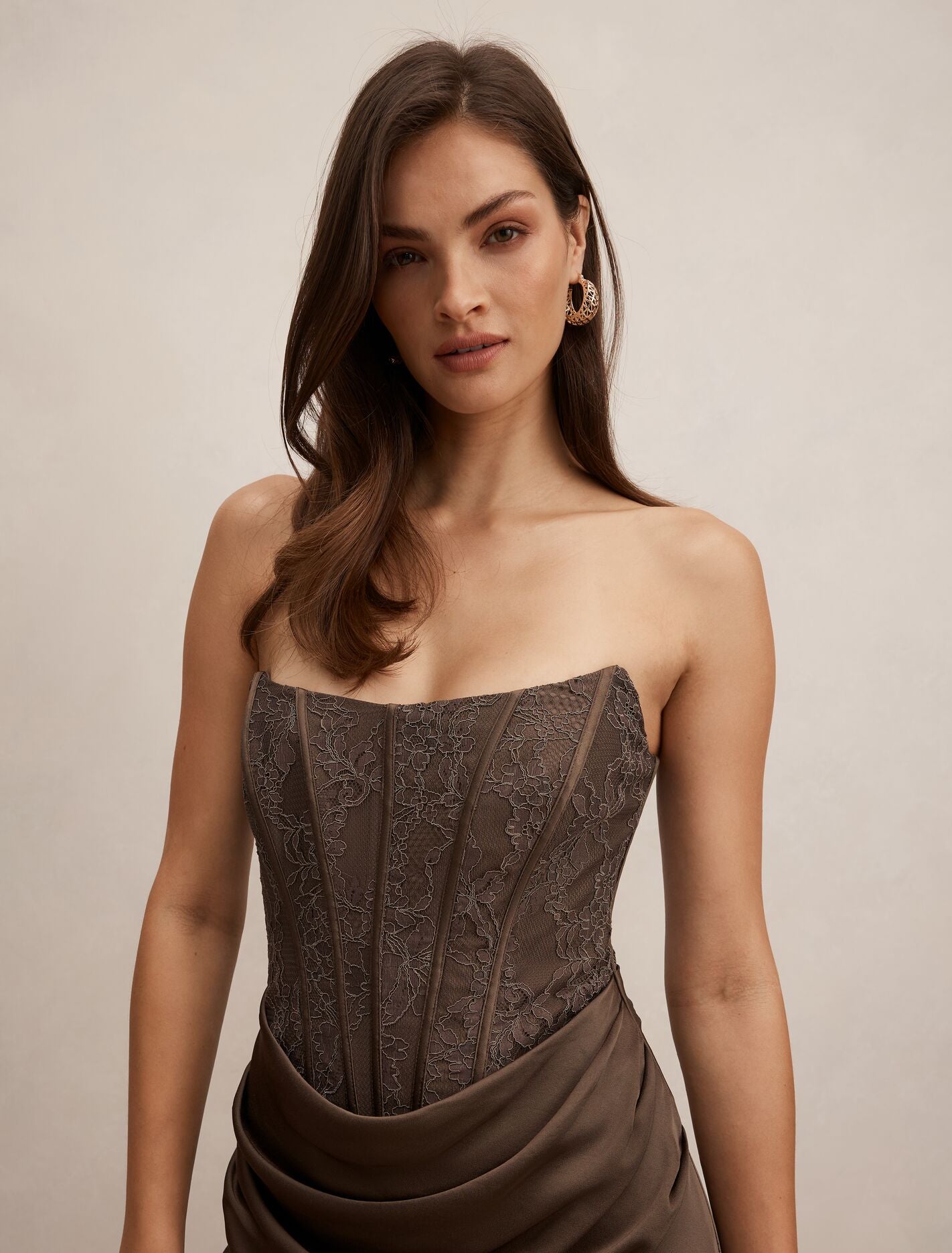 Ivy Lace Corset Drape Maxi Dress Forever New