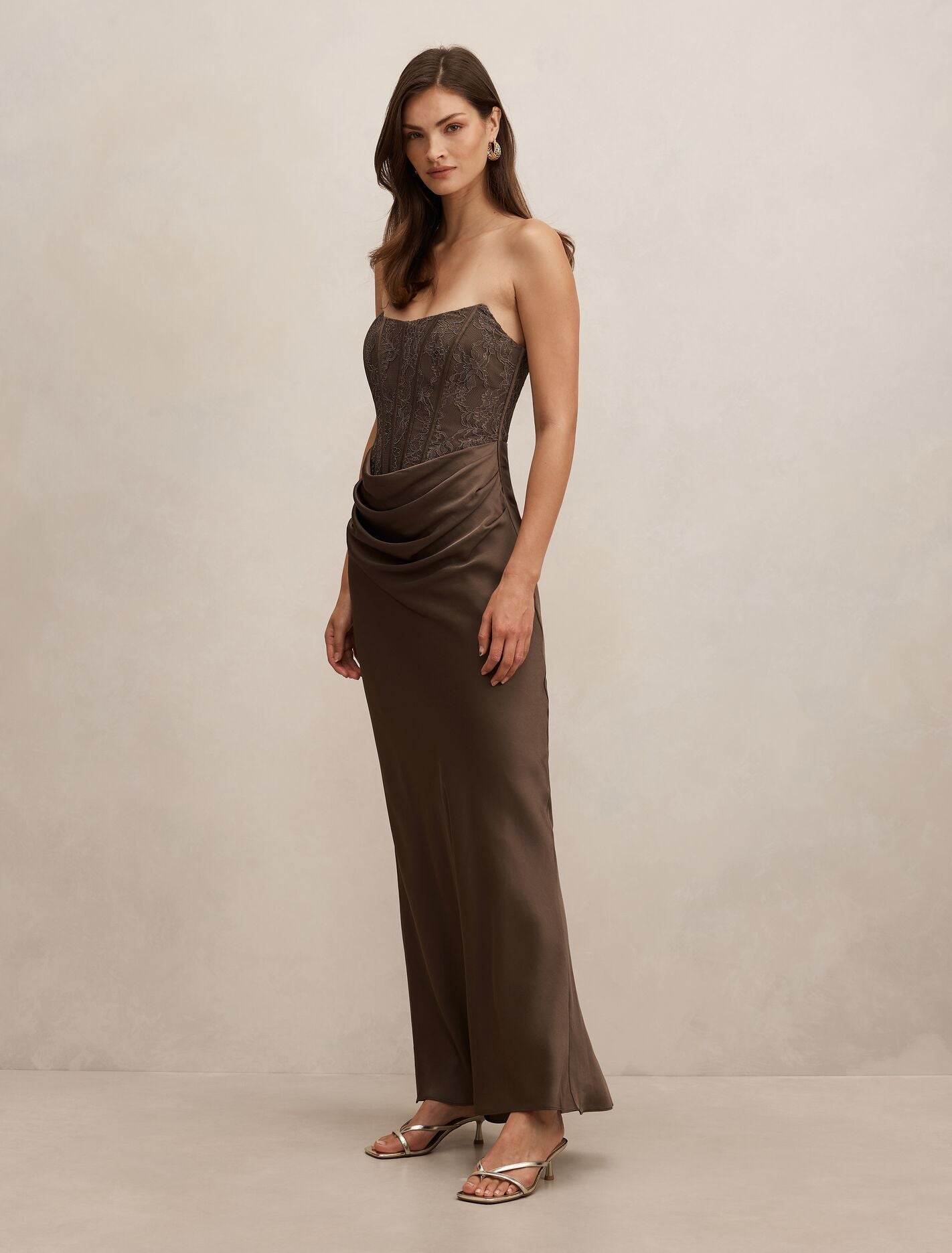 Ivy Lace Corset Drape Maxi Dress Forever New