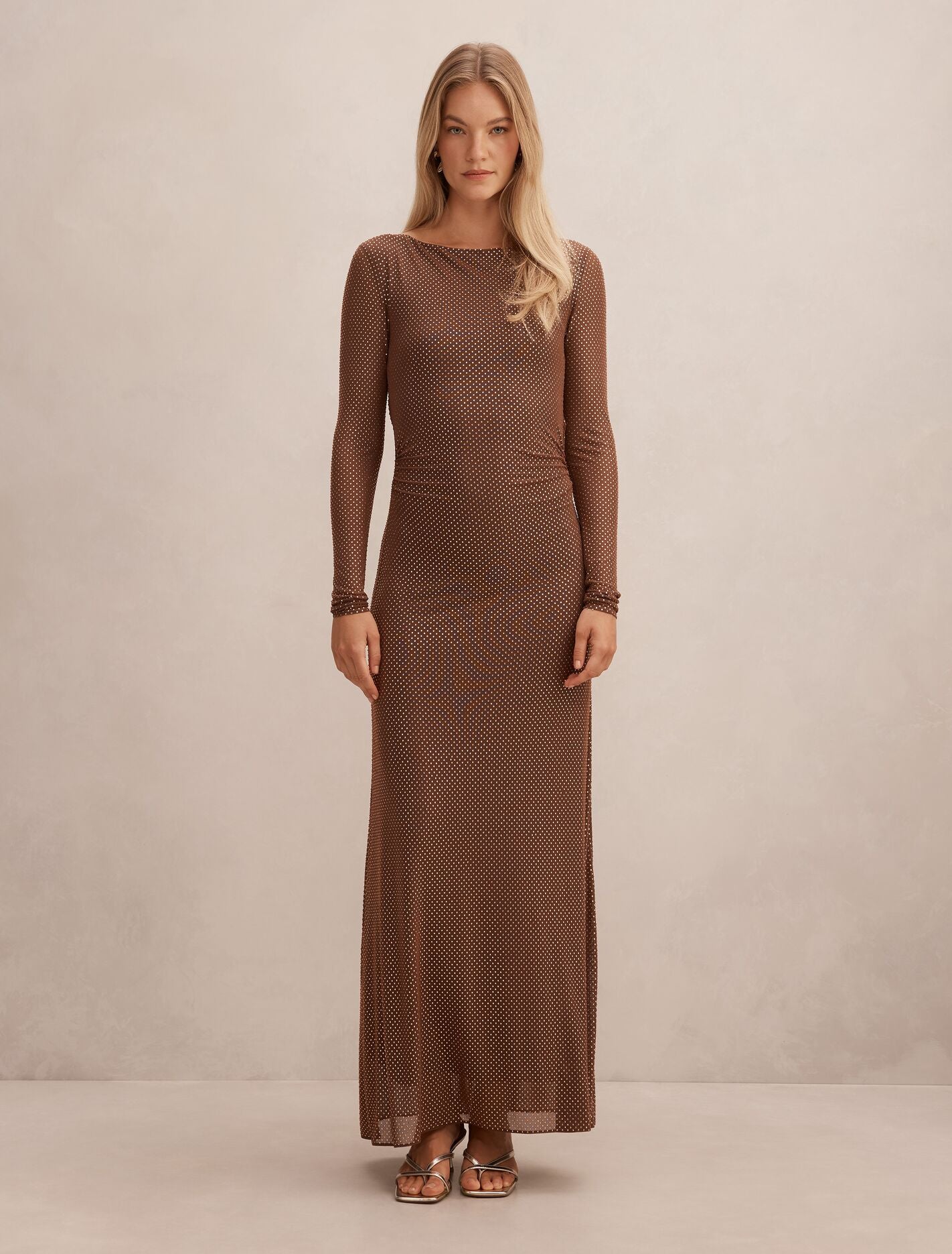 Wren Cowl Back Maxi Dress Toffee Forever New